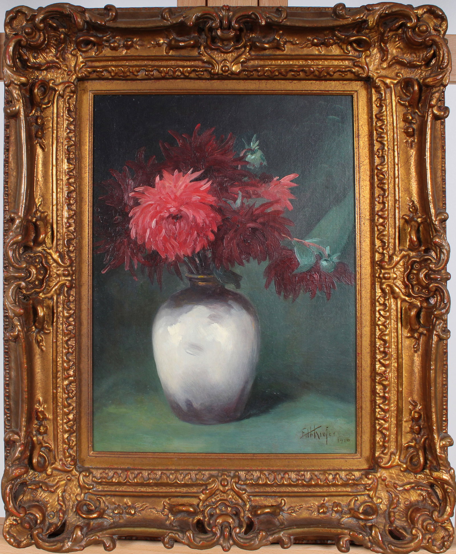 Antique American Impressionist Signed 1920 Flower Still Life Nicely Framed Oil Painting (1 of 7)