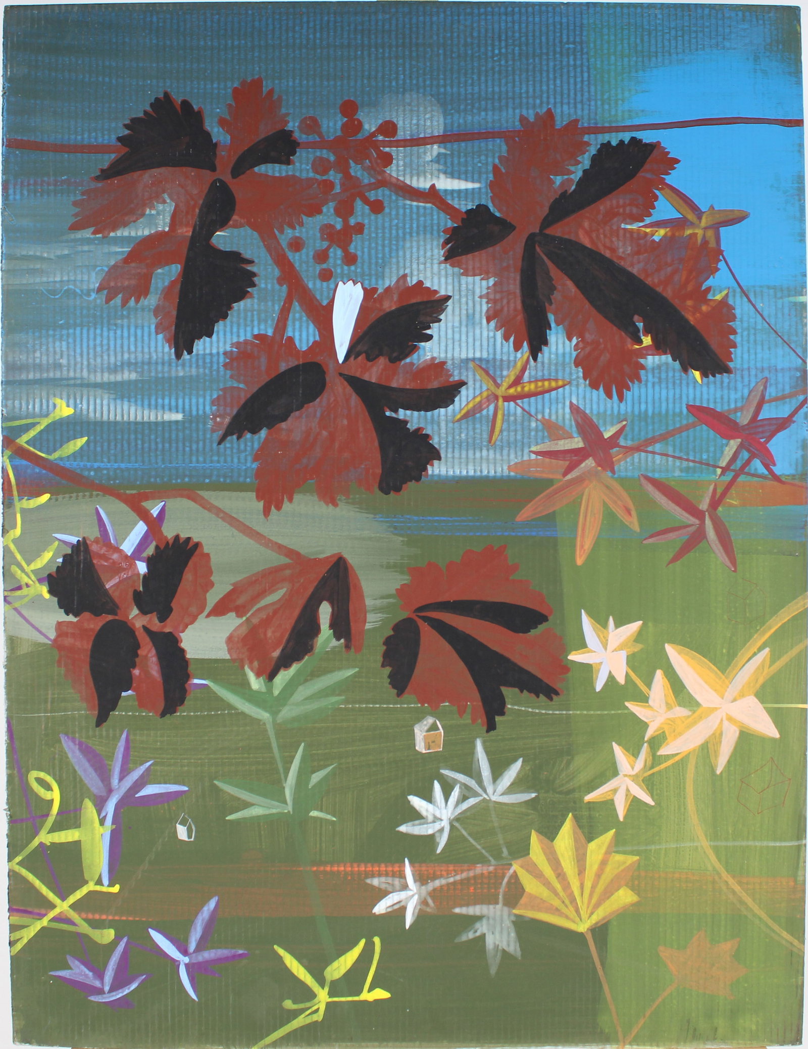 Large Vintage American Modernist Abstract Flower Still Life Oil Painting (1 of 6)