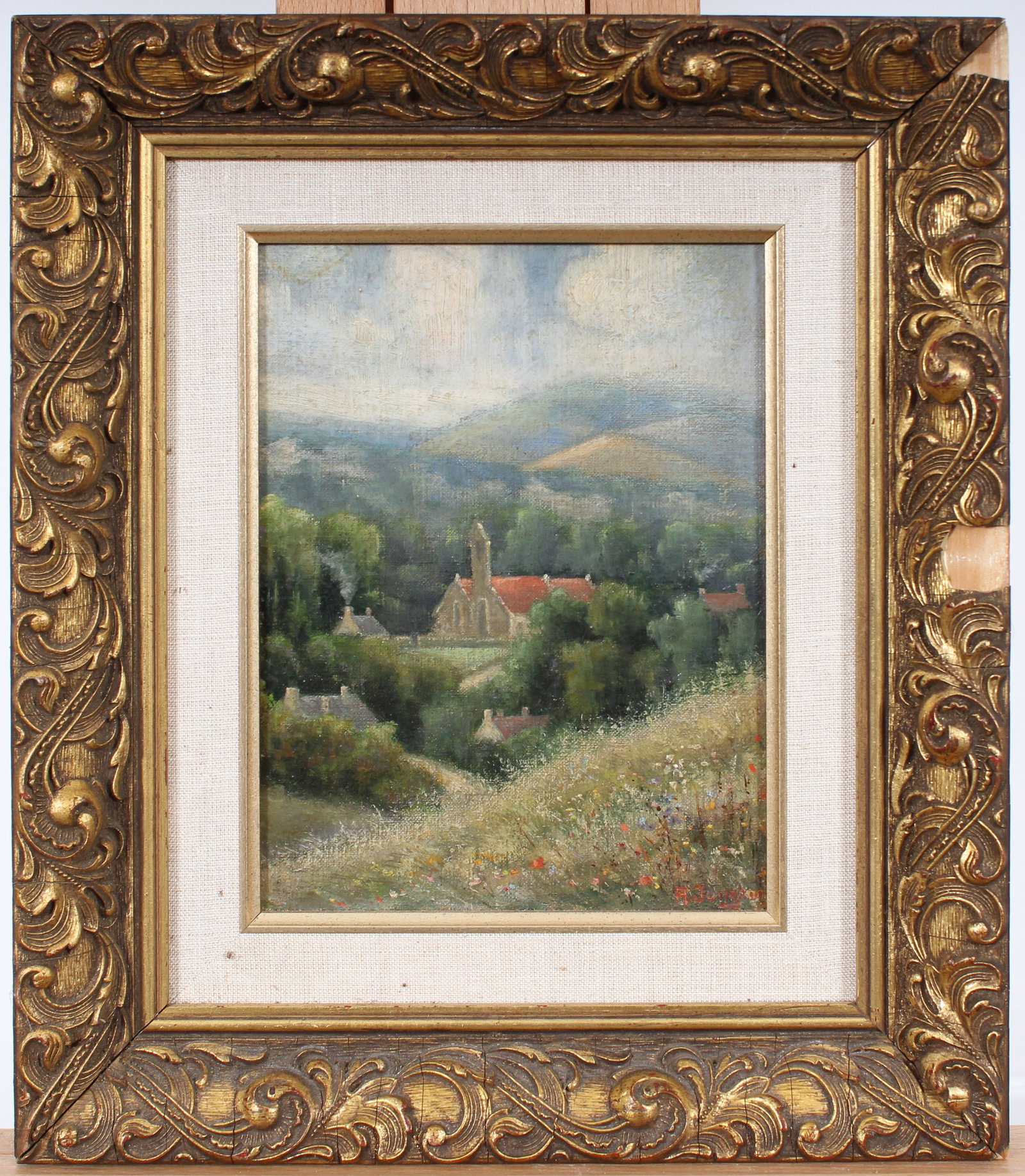 Signed Vintage European Impressionist Framed Mountain Landscape Oil Painting (1 of 7)