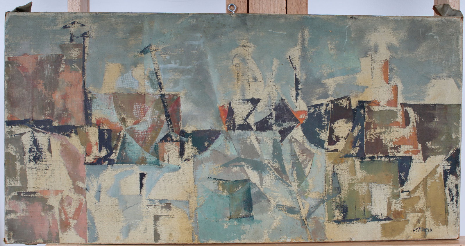 Vintage Cubist American School Signed Modernist Abstract Expressionist Oil Painting (1 of 7)