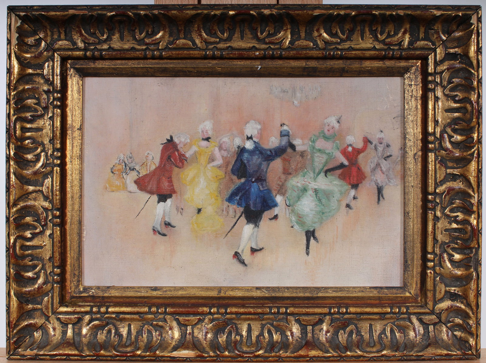 Vintage French Impressionist High Society Fashionable Party Giltwood Framed Genre Scene Painting (1 of 6)