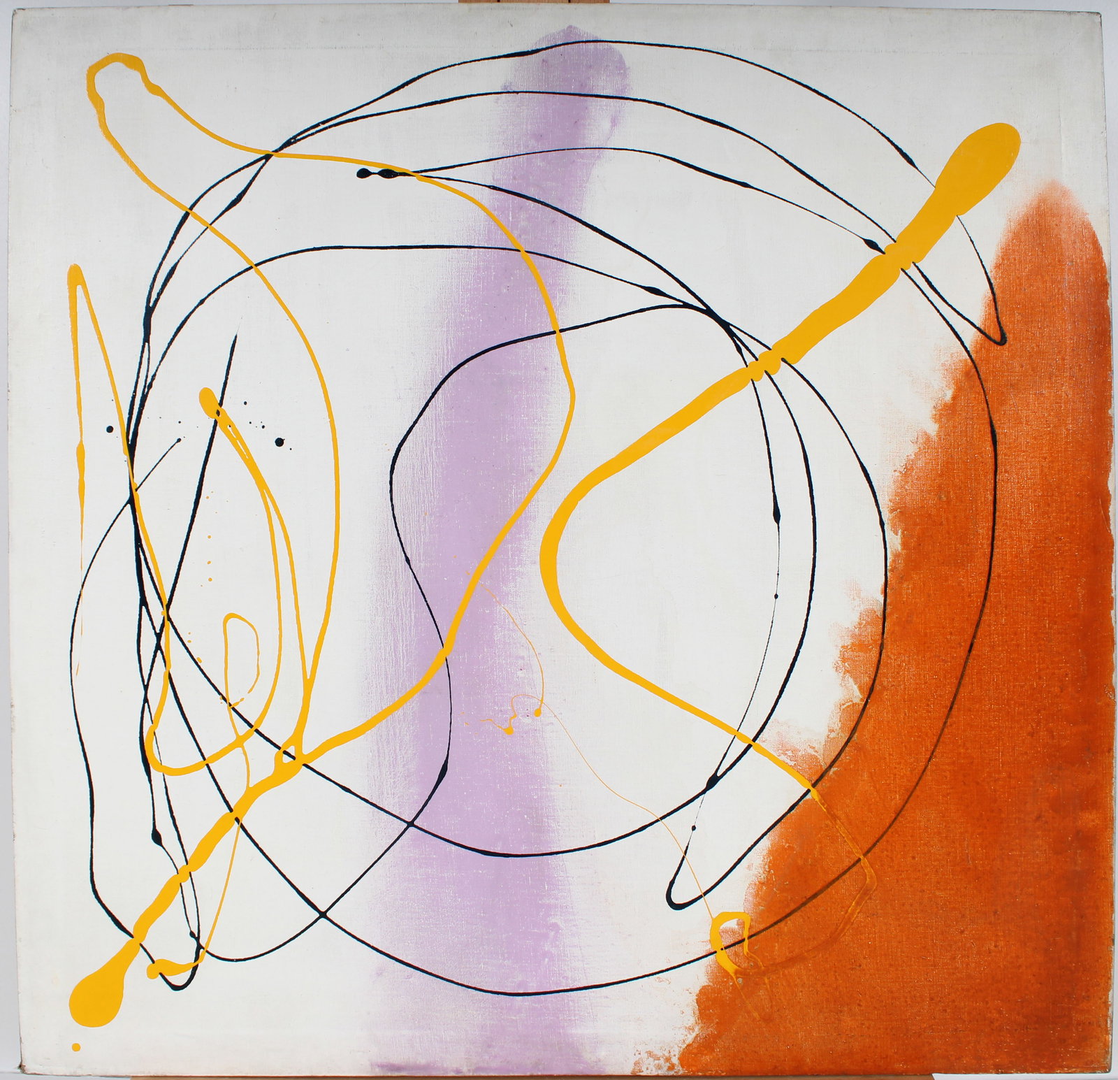 ATTR Fredric Karoly 1898-1987 Vintage American Abstract Expressionist Modernist Oil Painting: Vintage American abstract oil painting. Oil on canvas. Appears to be unsigned. Measuring: 37 by 36 inches overall. Please see all images for condition. Size is measured and written on the back of the