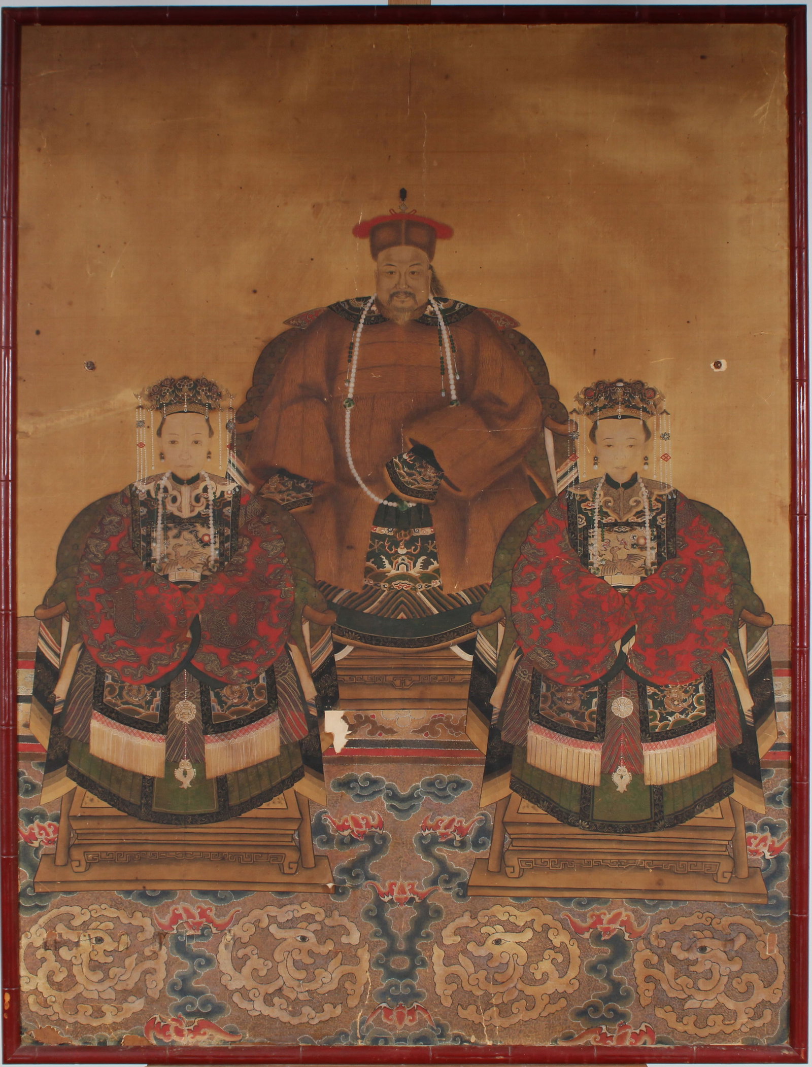 Antique or Vintage Chinese Monumental Ancestral Family Portrait Painting Possibly Qing Dynasty (1 of 9)