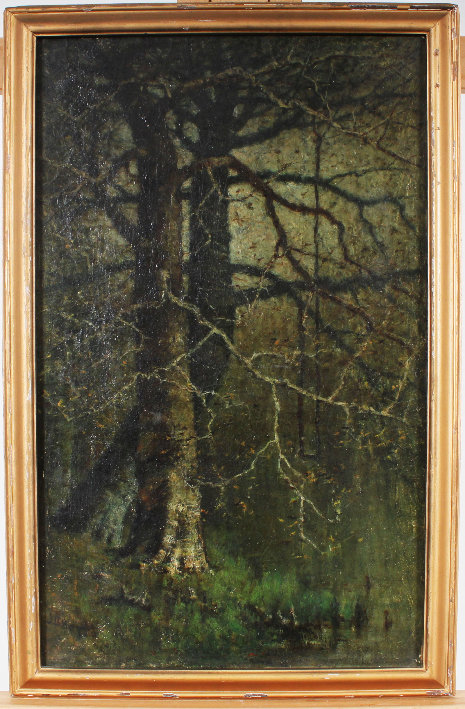 Antique American Signed Hudson River School Framed Forest Interior Oil Painting 19th Century: Antique American landscape oil painting. Measuring: 28.5 by 18.5 inches overall, and 26 by 16 painting alone. Please see all images for condition. Size is measured and written on the back of the paint