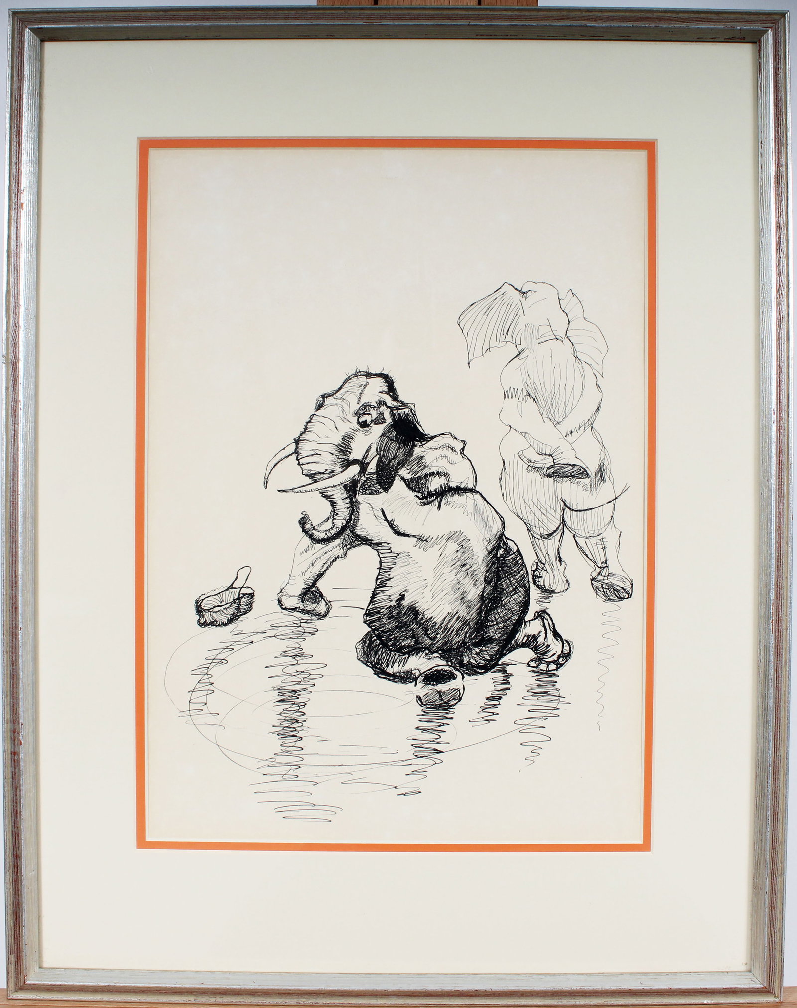 Heinrich Kley Breakdancing Elephants Framed Vintage Modernist Surreal Drawing (1 of 7)