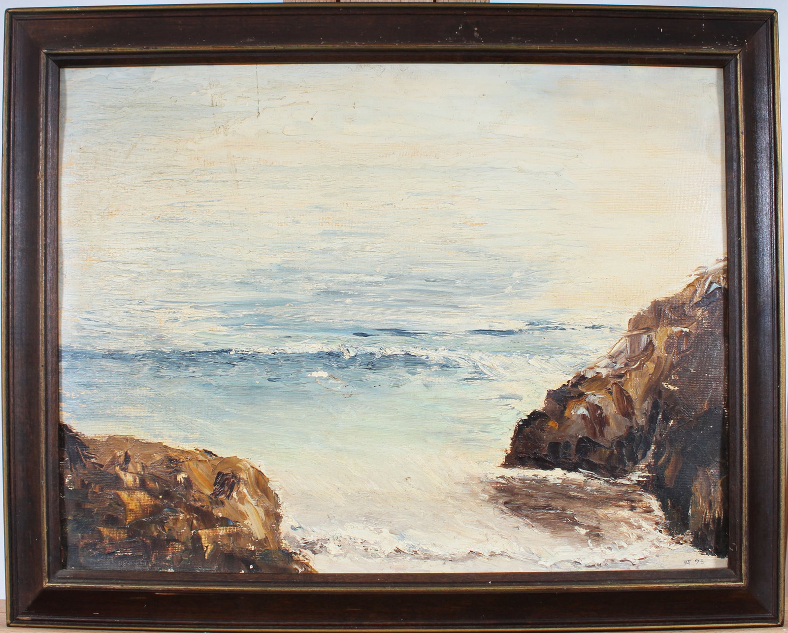 Vintage American Impressionist Framed Seascape Monogrammed Oil Painting (1 of 8)