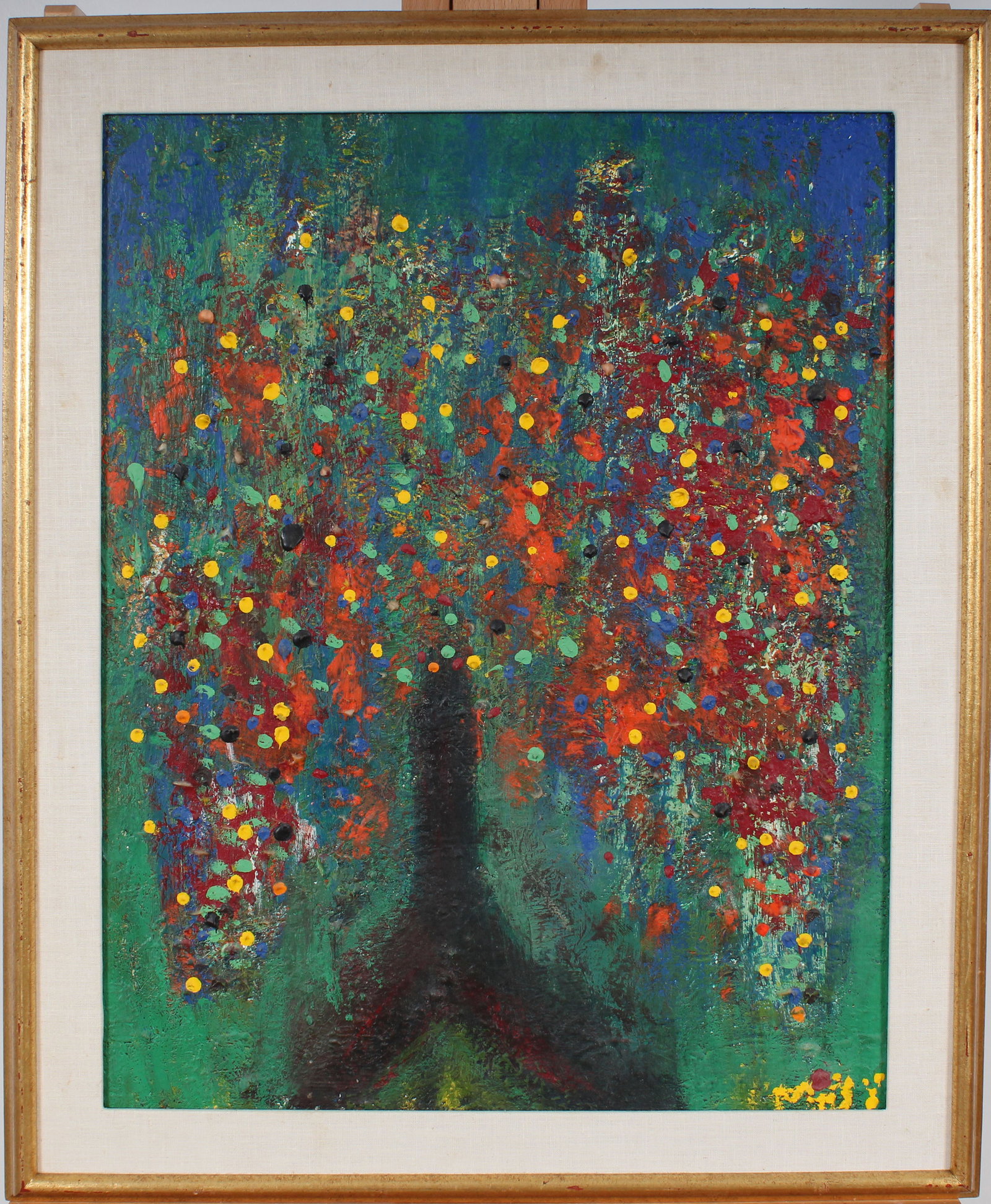 Vintage American School Signed Modernist Abstract Tree Portrait Framed Oil Painting (1 of 9)