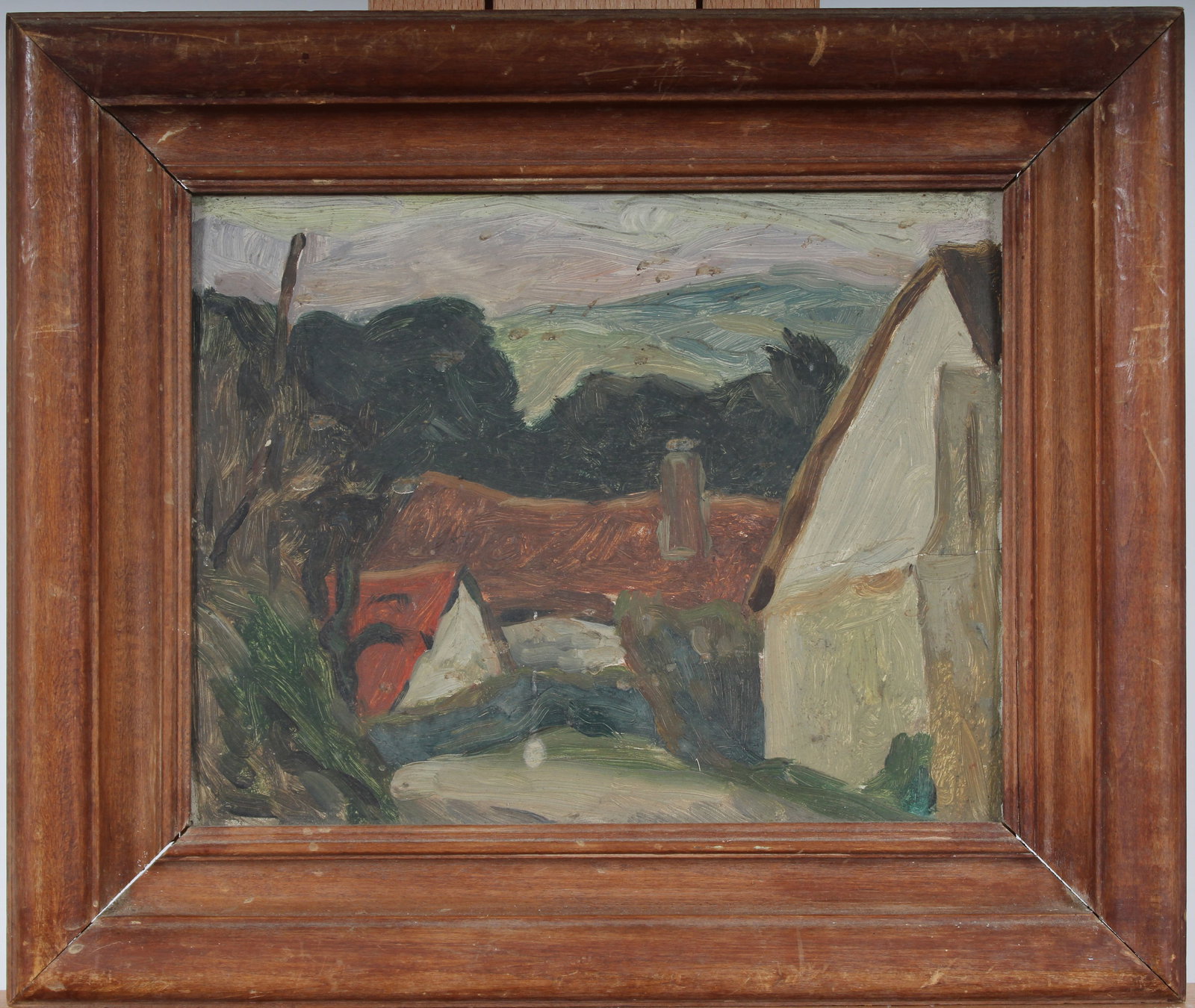 Vintage Post Impressionist Framed Landscape Modernist Oil Painting (1 of 7)