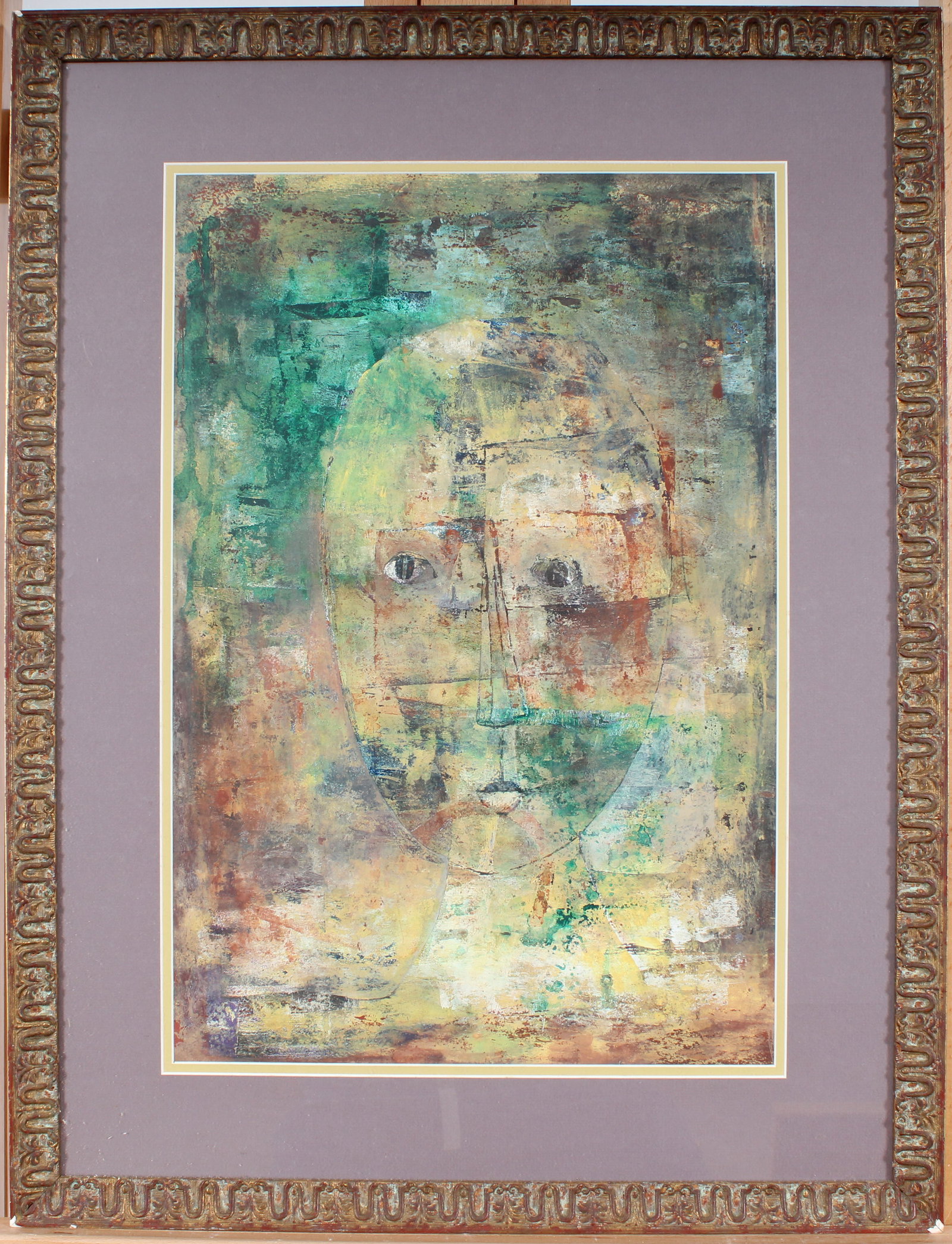 Vintage American Modernist Abstract Figural Framed Mixed Media Painting (1 of 7)