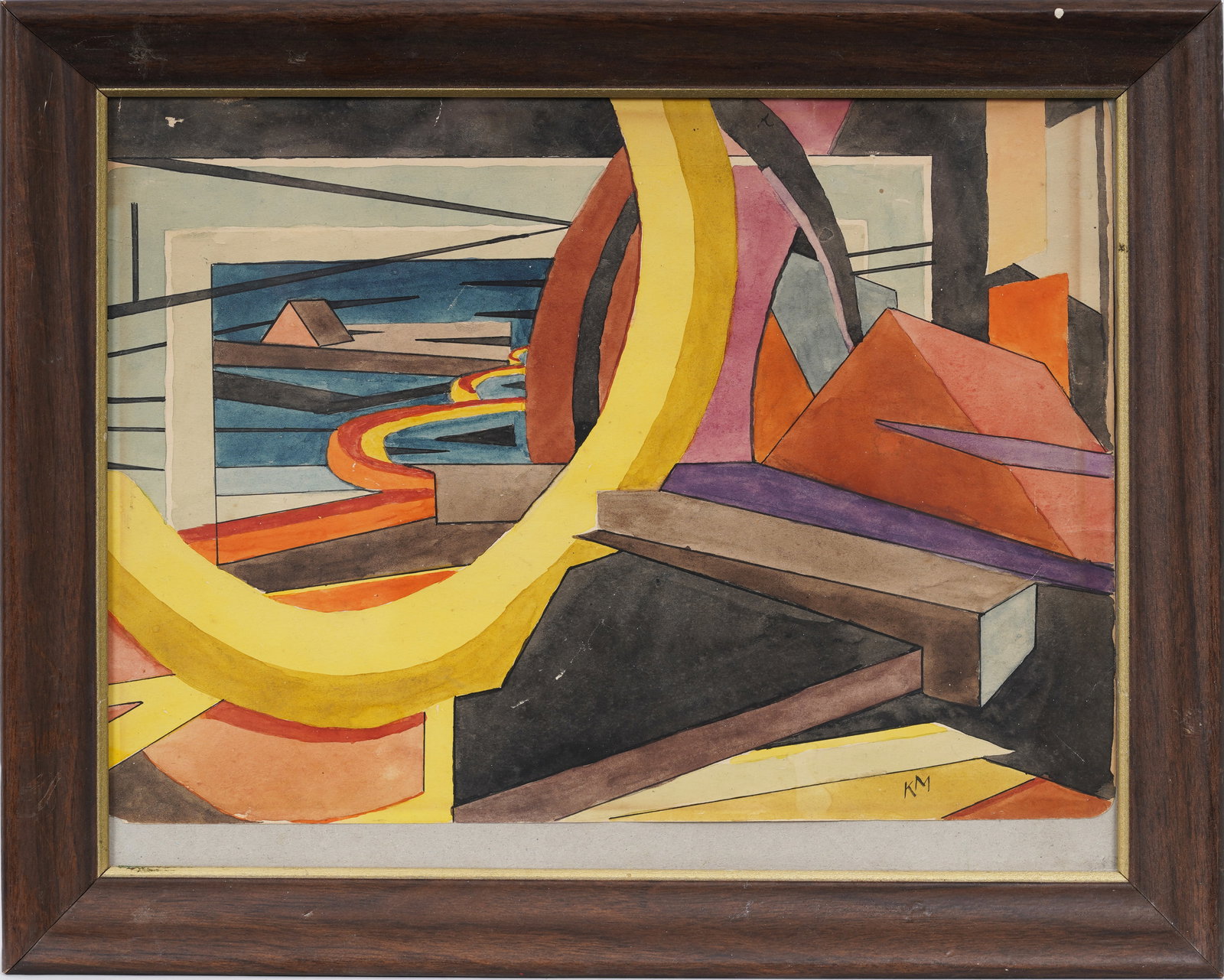 "Vacation Dream" Vintage American Modernist Original Framed Abstract Landscape Painting (1 of 8)