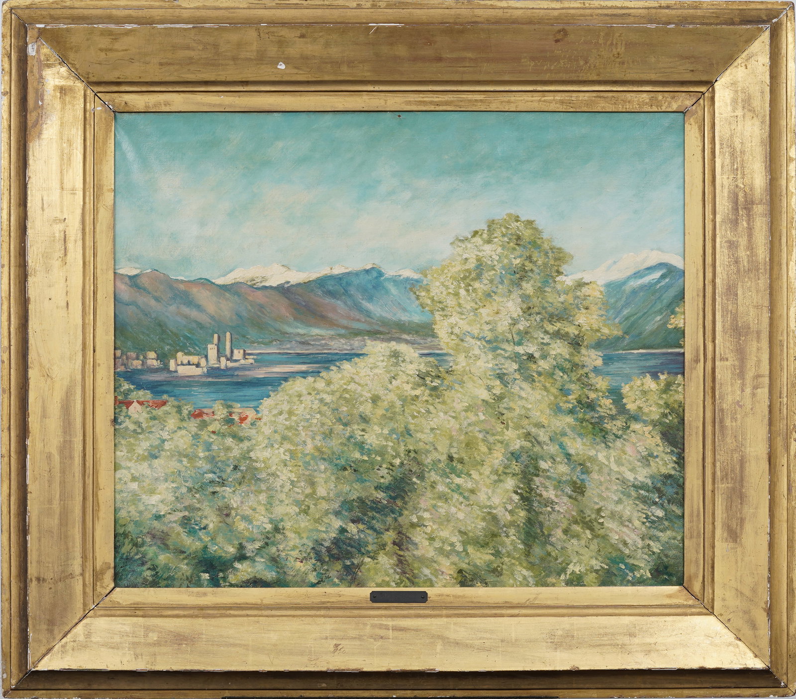 ATTR Lucien Pissarro (1863-1944) Vintage European Impressionist Landscape Framed Oil Painting: Vintage European impressionist landscape oil painting. Framed. Oil on canvas. Measuring: 36 by 41 inches overall, and 25 by 30 painting alone. Please see all images for condition. Size is measured and