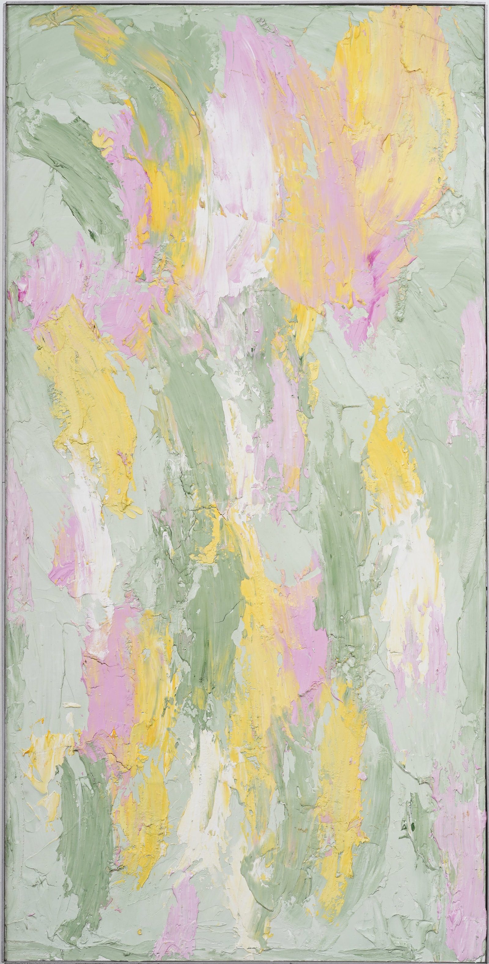 Contemporary American Modernist Abstract Expressionist Original Large Painting: Contemporary American gouache painting on canvas. Measuring: 48 by 24 inches overall. Please see all images for condition. Size is measured and written on the back of the painting or next to each obje