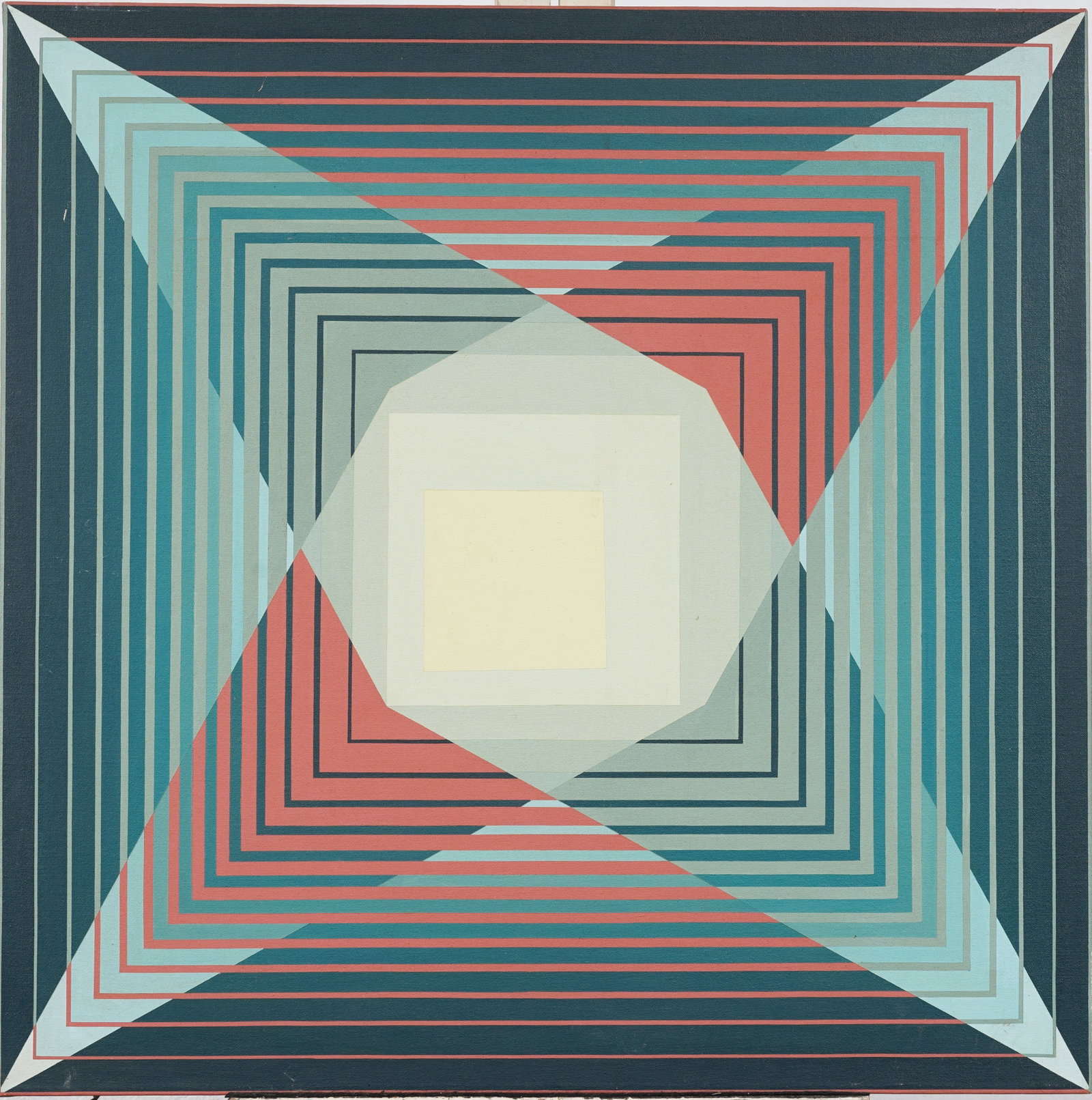 Vintage American Op Art Modernist Abstract Original Mid Century Modern Designer Oil Painting (1 of 5)