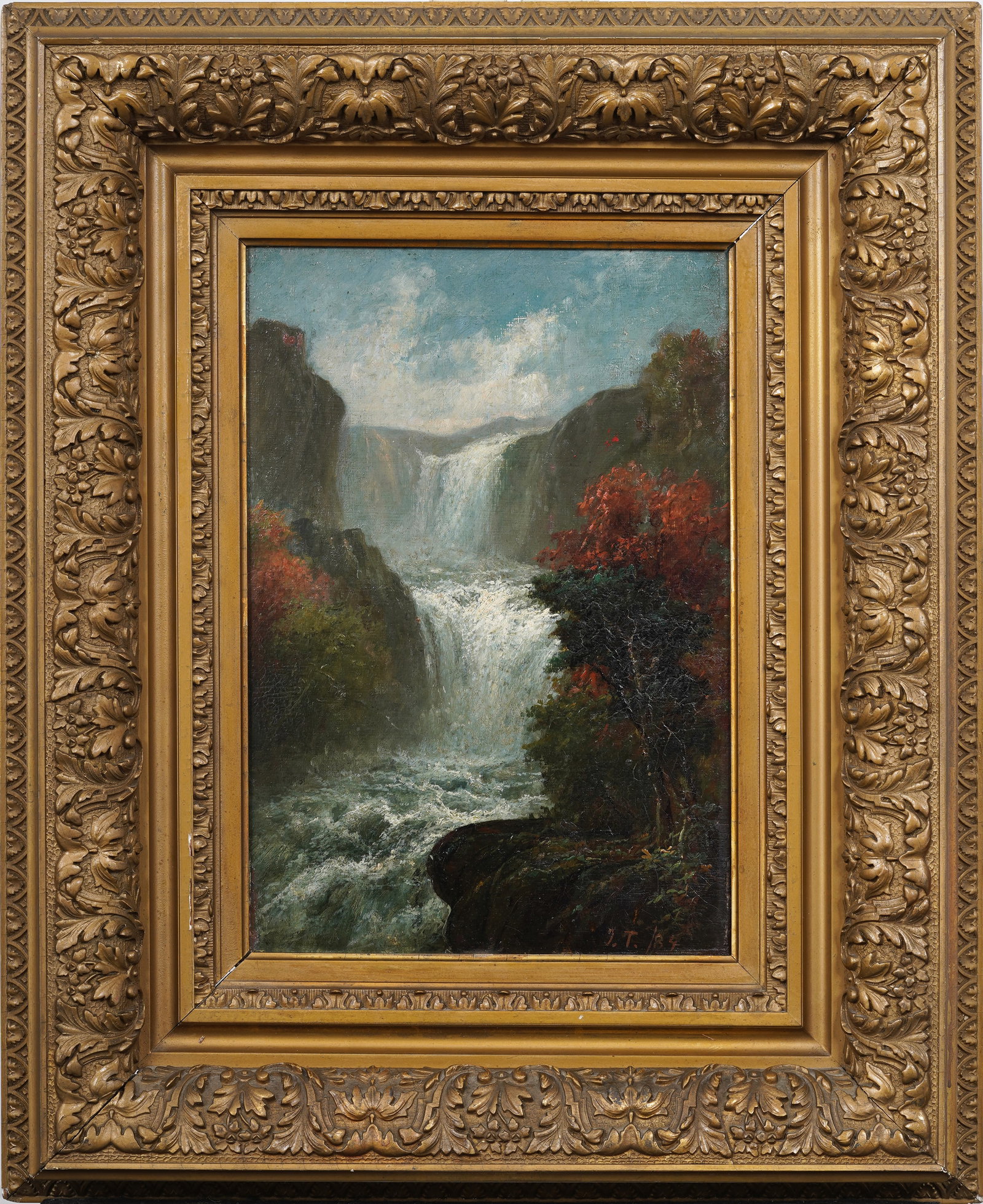 Jerome Thompson (1814-1886) Kaaterskil Falls Hudson River School Landscape Original Oil Painting (1 of 8)