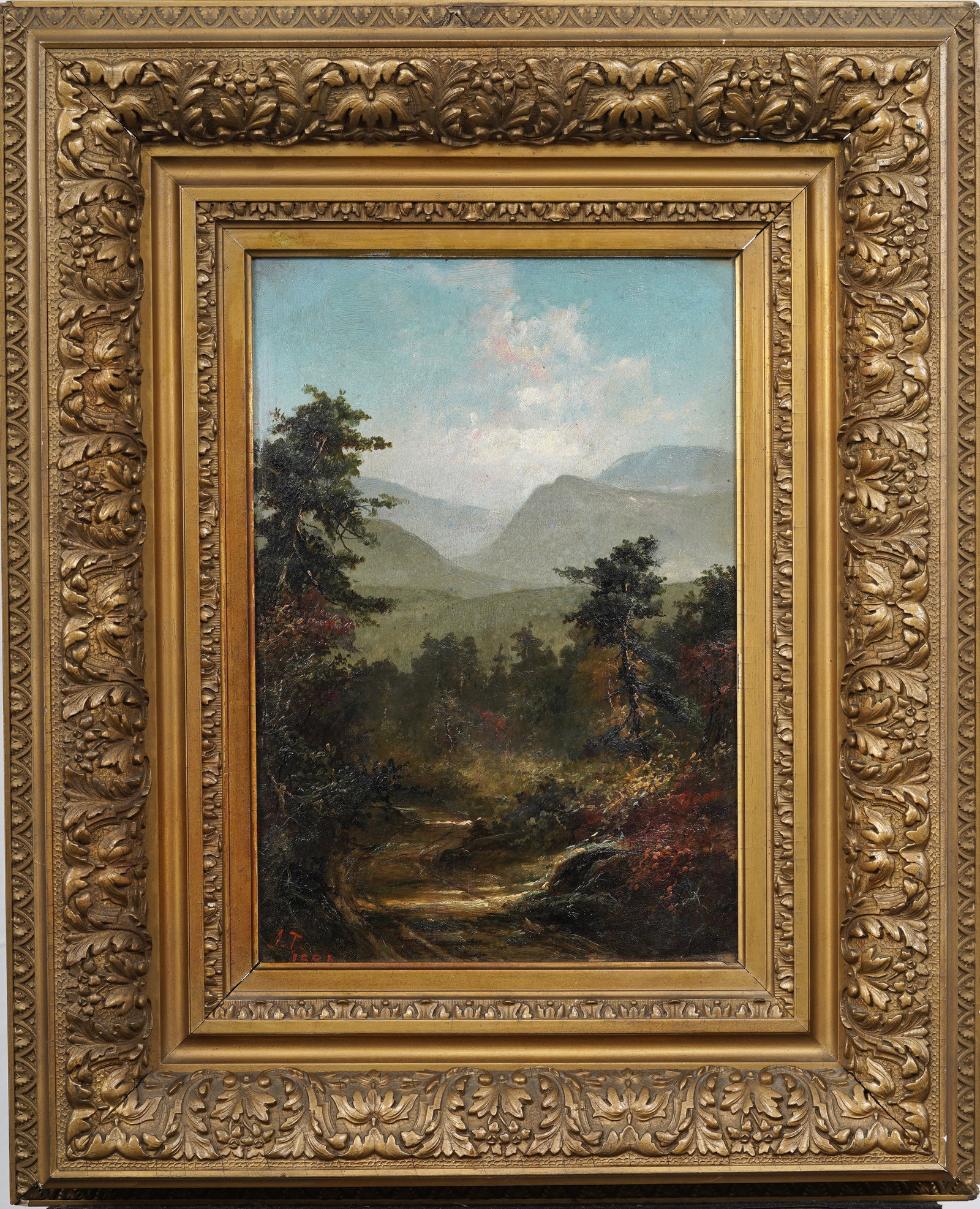 Jerome Thompson (1814-1886) Framed Hudson River School Landscape Original Oil Painting (1 of 6)