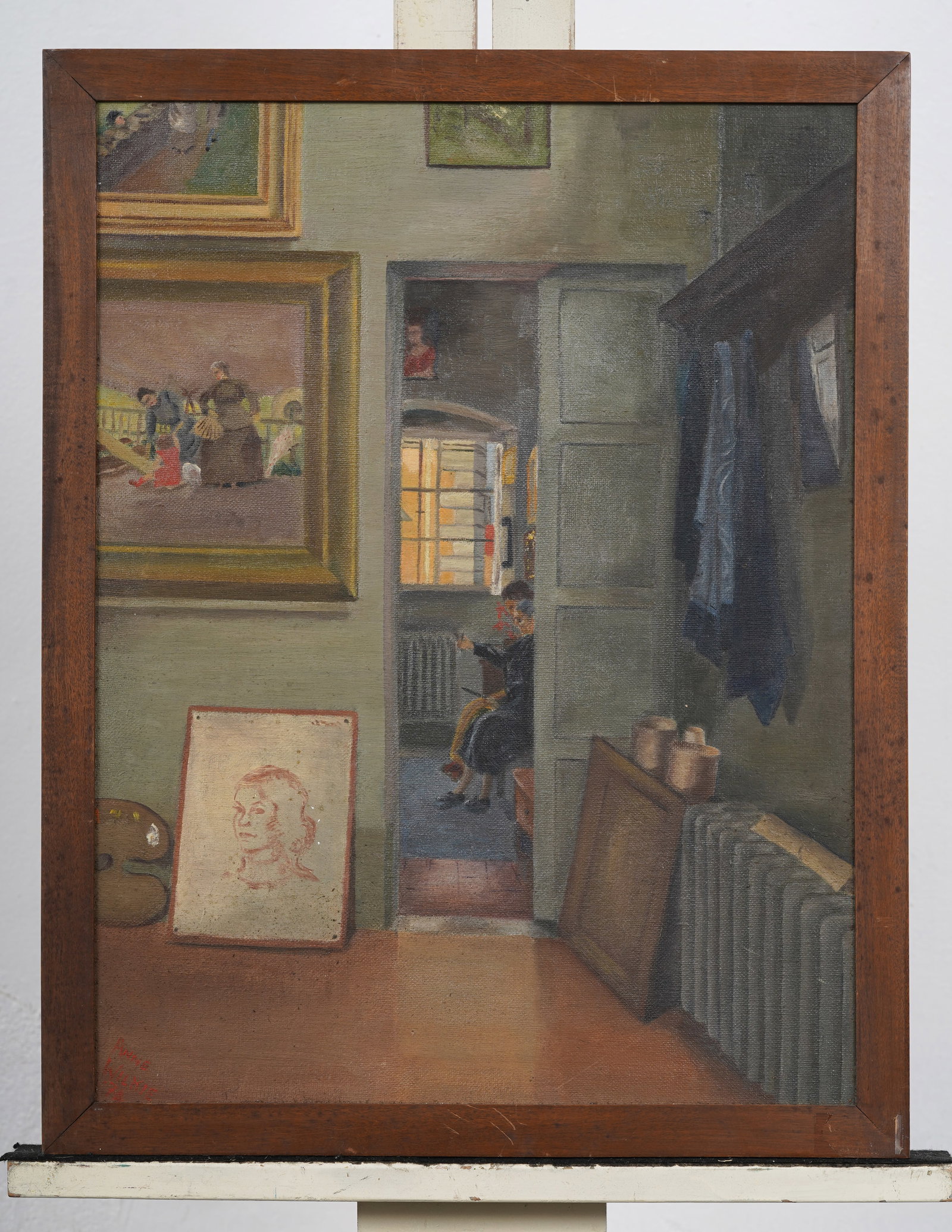 Art Filled Home Apartment Interior Vintage American Signed Original Oil Painting - 2