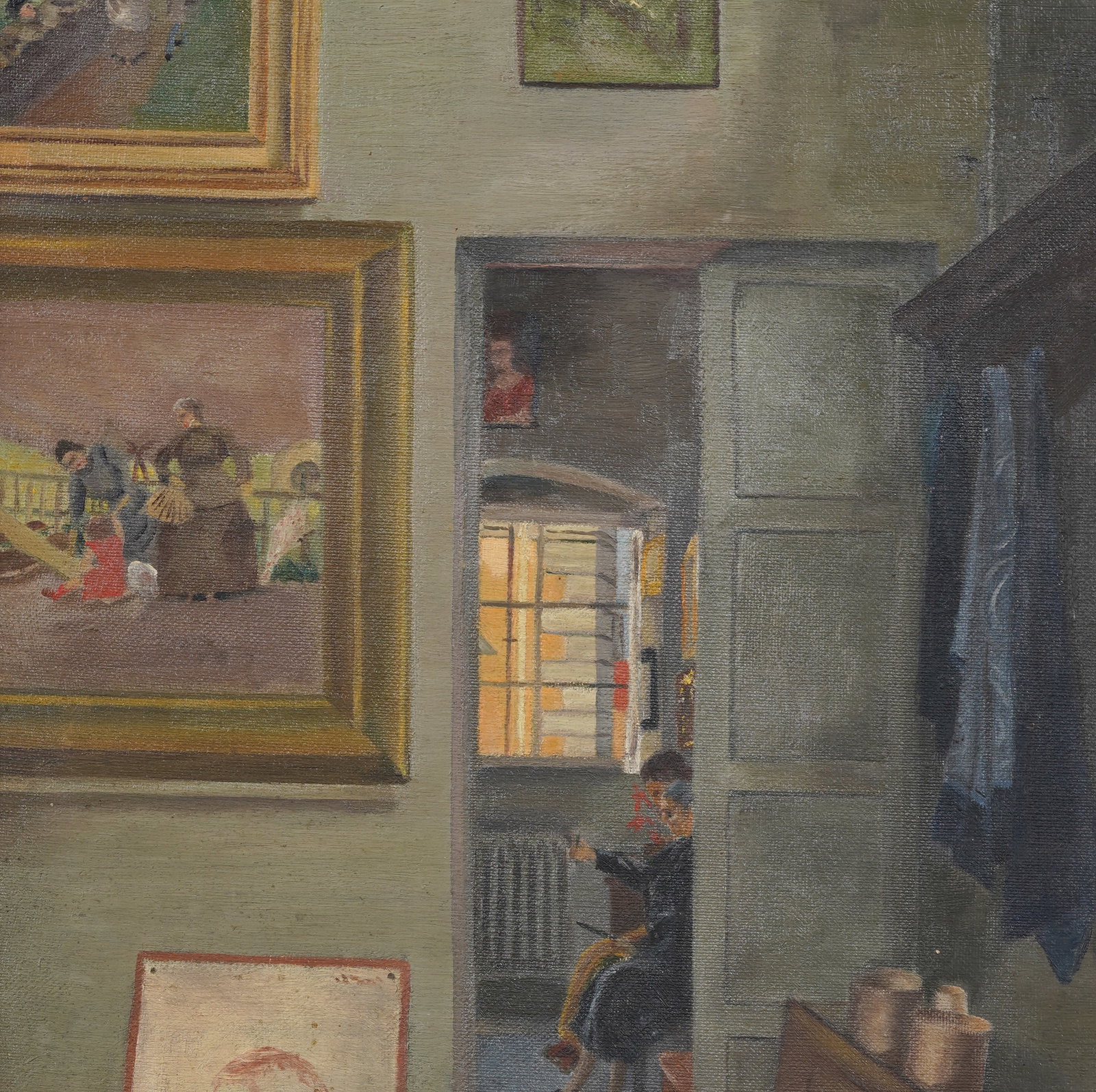 Art Filled Home Apartment Interior Vintage American Signed Original Oil Painting - 4