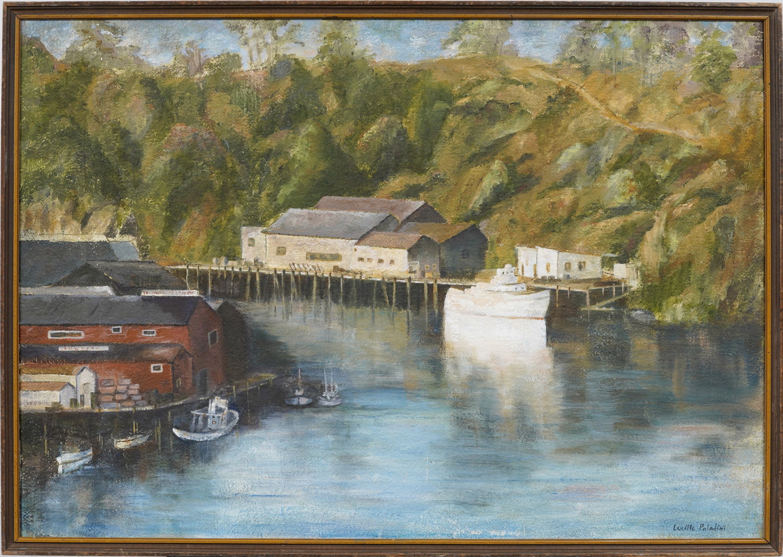 Lucille Paladini (1920-2006) Vintage American "Overlooking the Noyo River" Original Oil Painting (1 of 8)