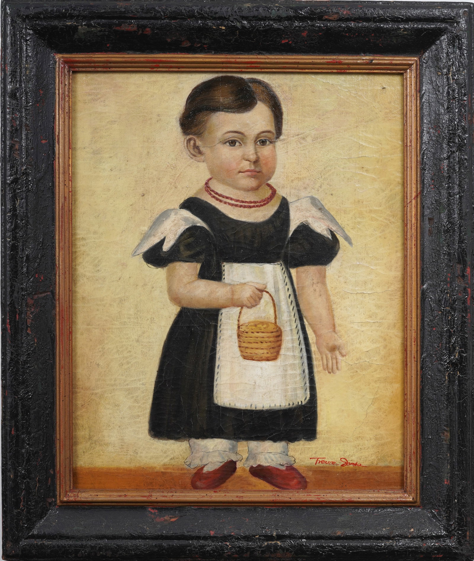 Trevor James (20th c.) Vintage American Folk Art Portrait Style Original Oil Painting (1 of 7)