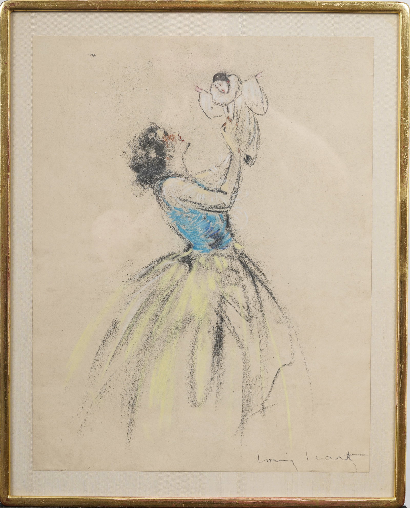 Louis Icart (1888-1950) Antique French Art Deco Dancer Portrait Original Pastel Painting (1 of 7)