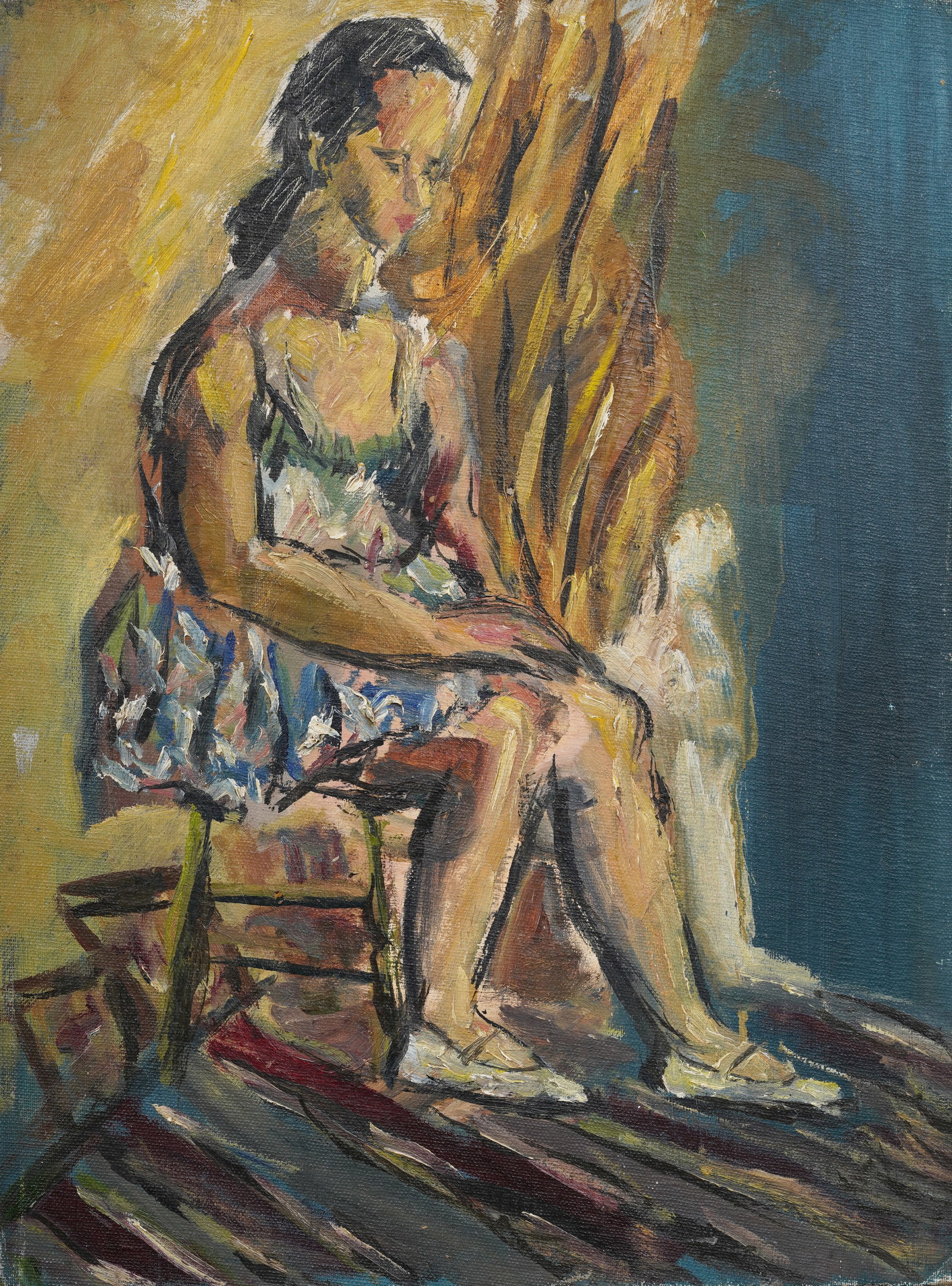 Wood Gaylor (1883 -1957) WPA Pensive Ballerina Midcentury American Impressionist Oil Painting (1 of 4)