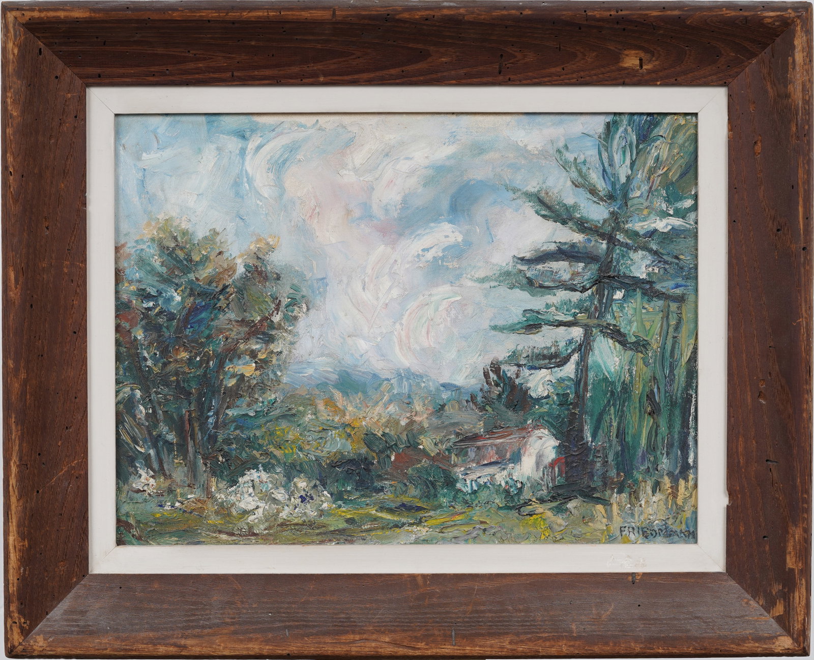 Vintage American Impressionist Impasto Forest Landscape Original Oil Painting Signed "Friedman" (1 of 9)
