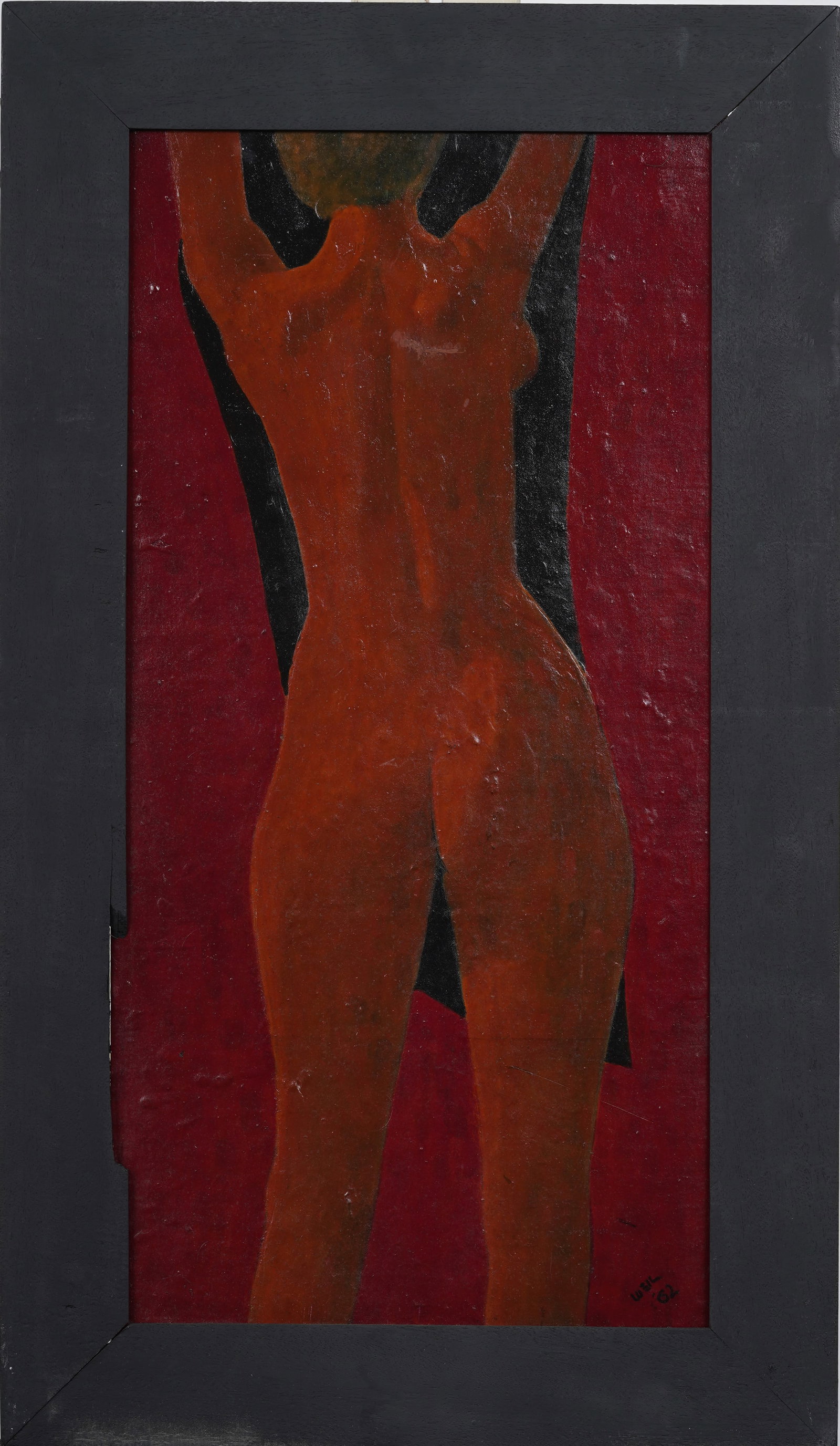Nathaniel Weil (1930-2024) Vintage American "Red and Black with Figure" Nude Oil Painting Signed (1 of 9)