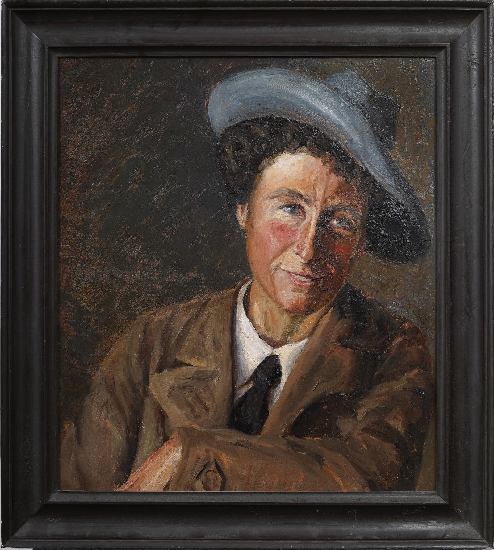 Vintage 1967 American Hat Wearing Individual Original Oil Painting: Signed verso, framed vintage American oil painting on board. Measuring: 22 by 20 inches overall, and 18 by 16 painting alone. Please see all images for condition. Size is measured and written on the b