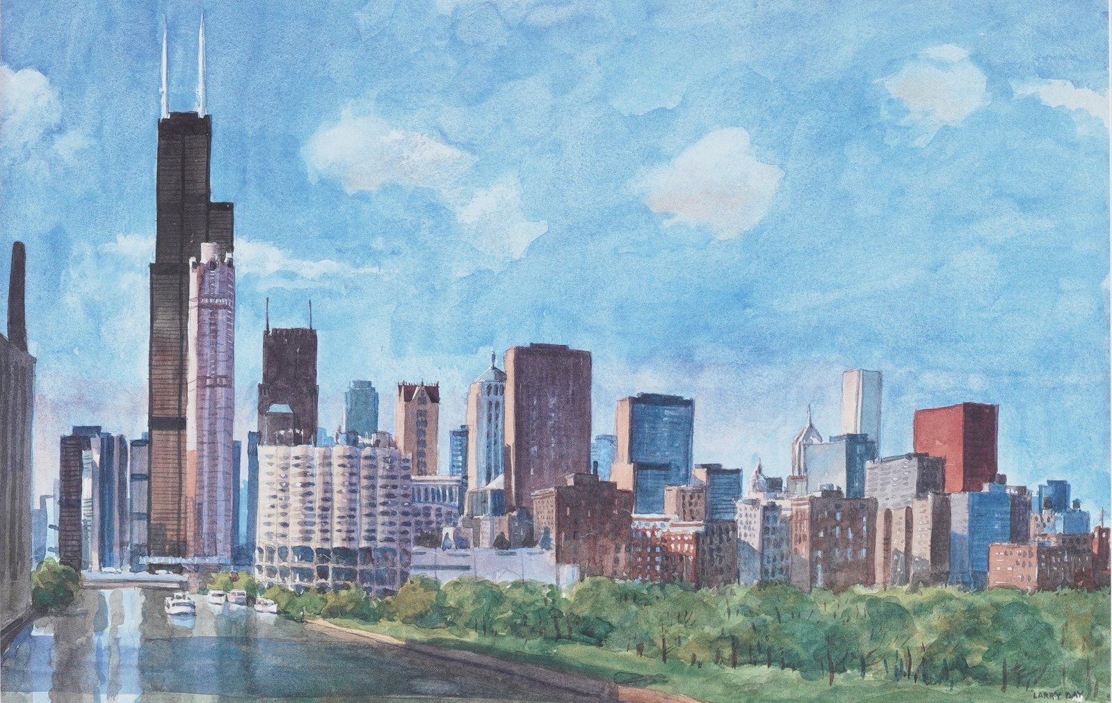 Framed Chicago Skyline Print - 3