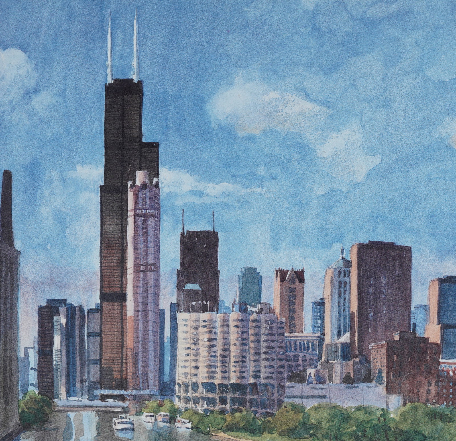 Framed Chicago Skyline Print - 5
