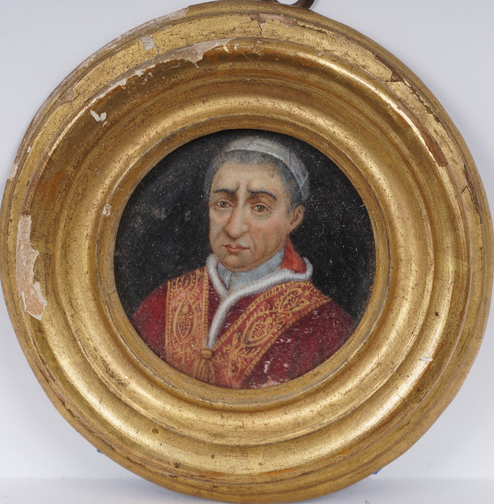Antique European Realist Papal Religious Framed Miniature Portrait Painting (1 of 4)