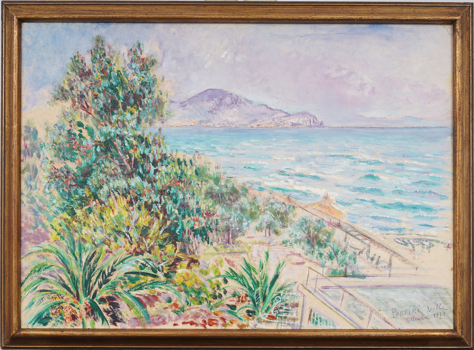 Vintage Italian Coastal Seascape Mediterranean Beach Scene Signed Framed Original Oil Painting: Vintage Italian coastal seascape oil painting. Signed. Framed. Measuring: 14 by 20 inches overall. Please see all images for condition. Size is measured and written on the back of the painting or next