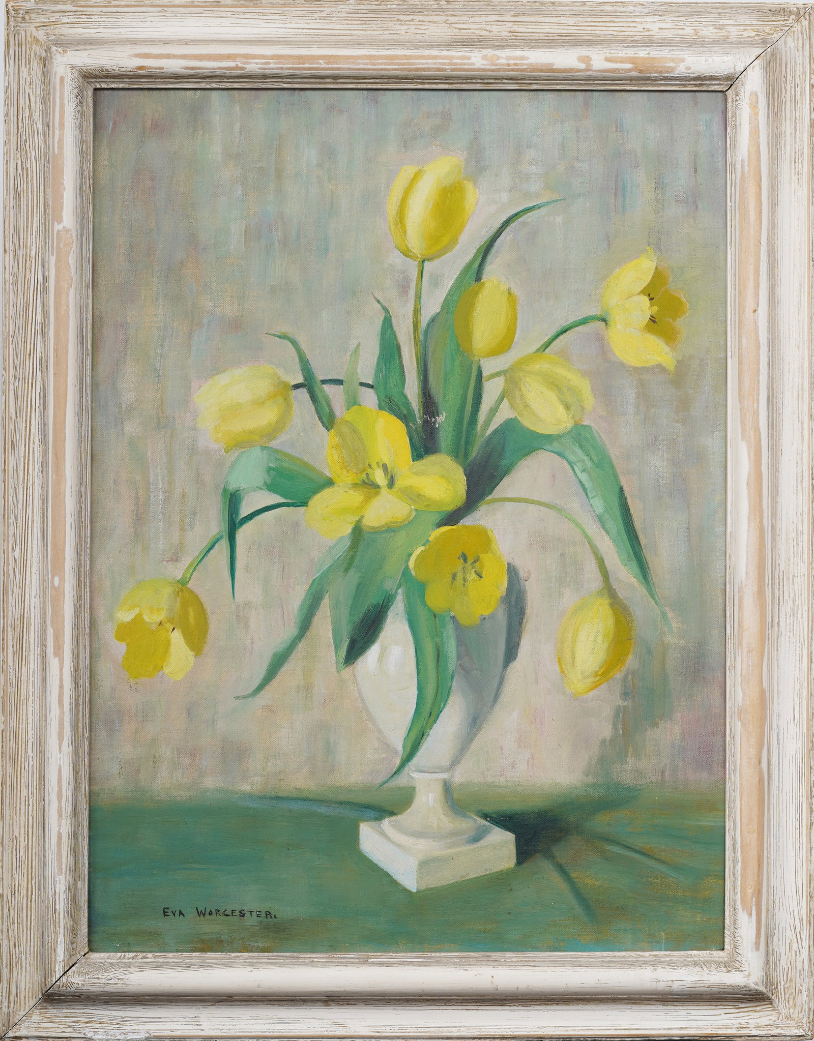 Eva Worcester Signed Vintage American Tulip Flower Still Life Summer Interior Original Oil Painting (1 of 7)