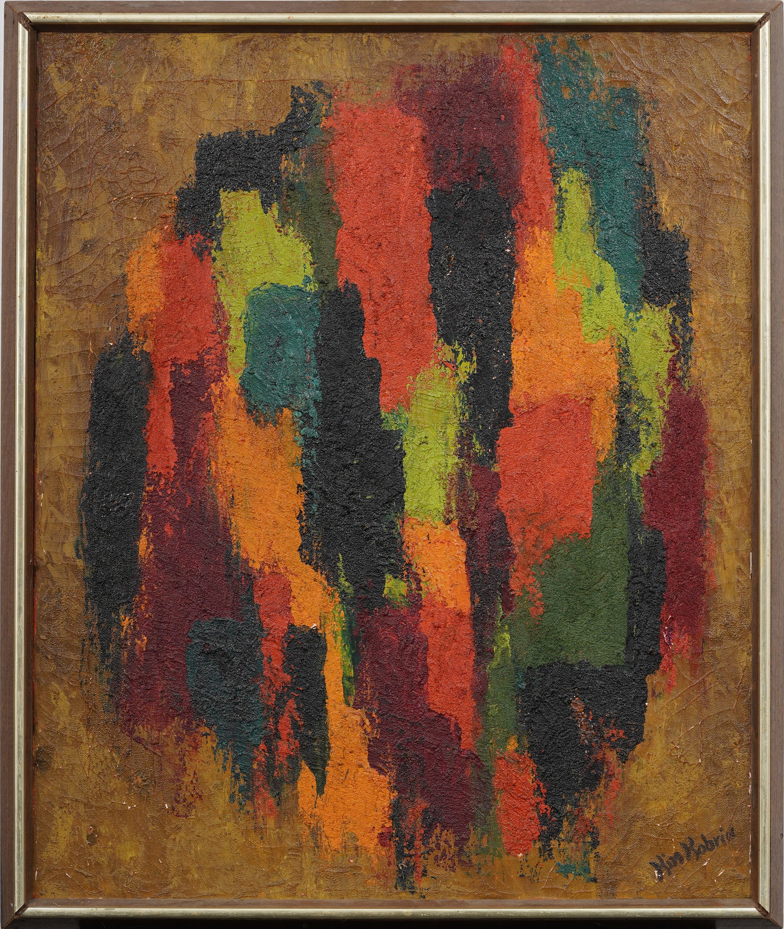 Vintage American Signed Mixed Media Framed Abstract Expressionist Original Oil Painting (1 of 9)