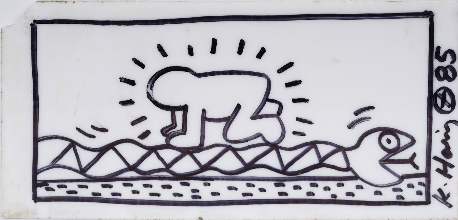 ATTR Keith Haring Signed Pop Art Modernist Dancing Figure With Provenance Original Drawing: Vintage draiwng. Measuring: X by X inches overall. Please see all images for condition. Size is measured and written on the back of the painting or next to each object. For detailed condition question