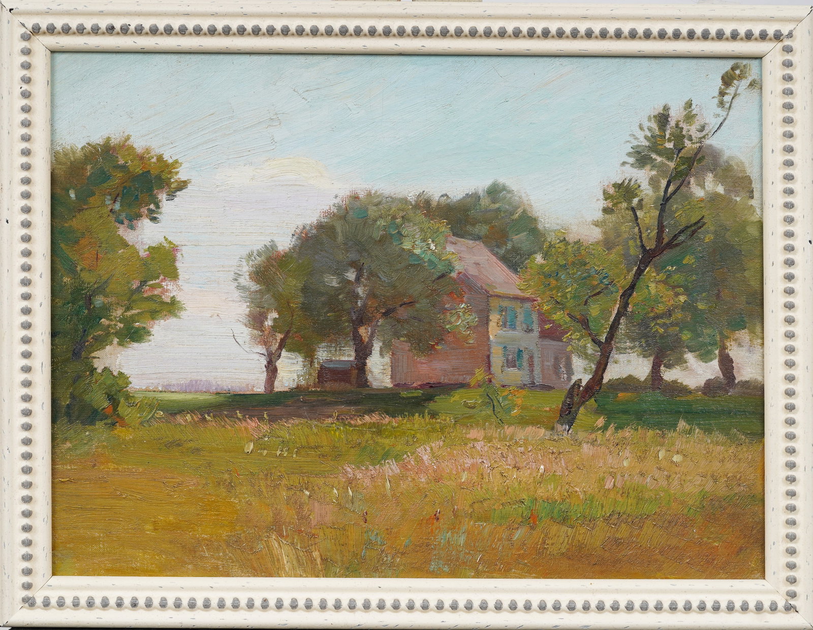 Antique American Impressionist Framed Landscape Original Oil Painting: Antique American impressionist landscape oil painting. Measuring: 14 by 18 inches overall, and 12 by 16 artwork alone. Please see all images for condition. Size is measured and written on the back of 