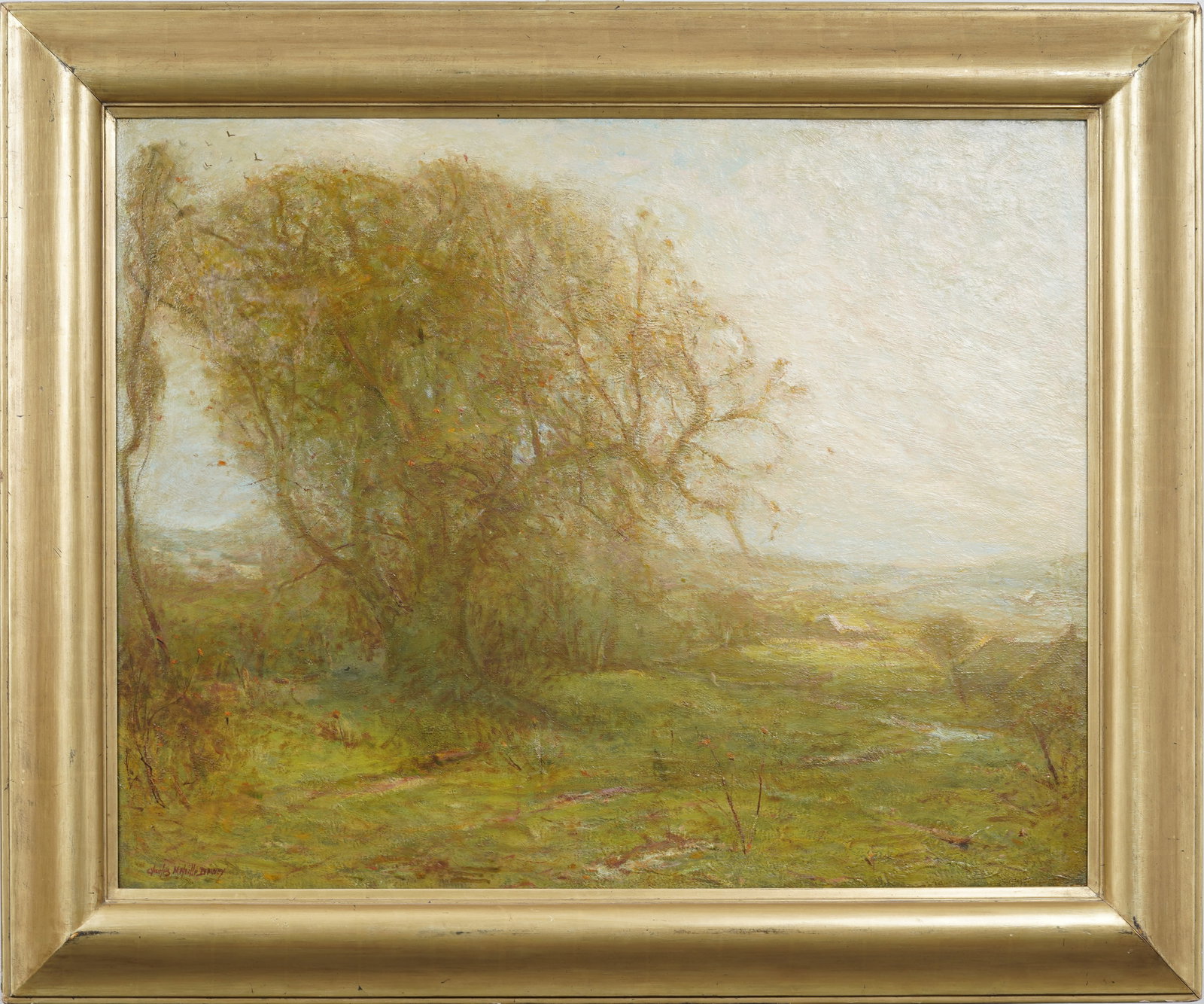 Charles Dewey (1849-1937) Signed Antique American Tonalist Framed Landscape Original Oil Painting (1 of 13)