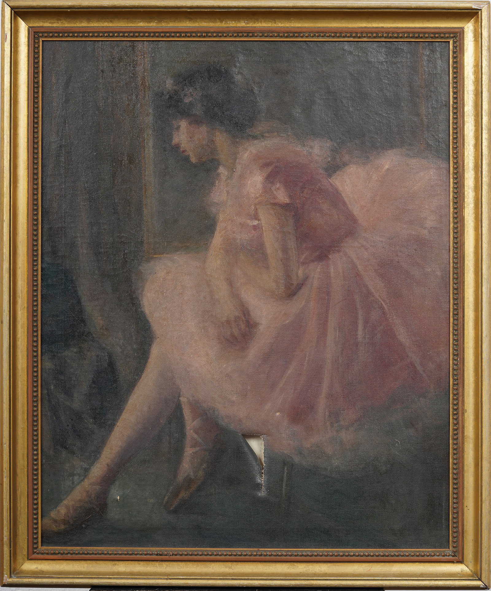 Vintage Nicely Painted Impressionist Ballerina Portrait Framed Original Oil Painting: Vintage ballerina portrait oil painting. Measuring: 30 by 35 inches overall, and 25 by 31 artwork alone. Please see all images for condition. Size is measured and written on the back of the painting o