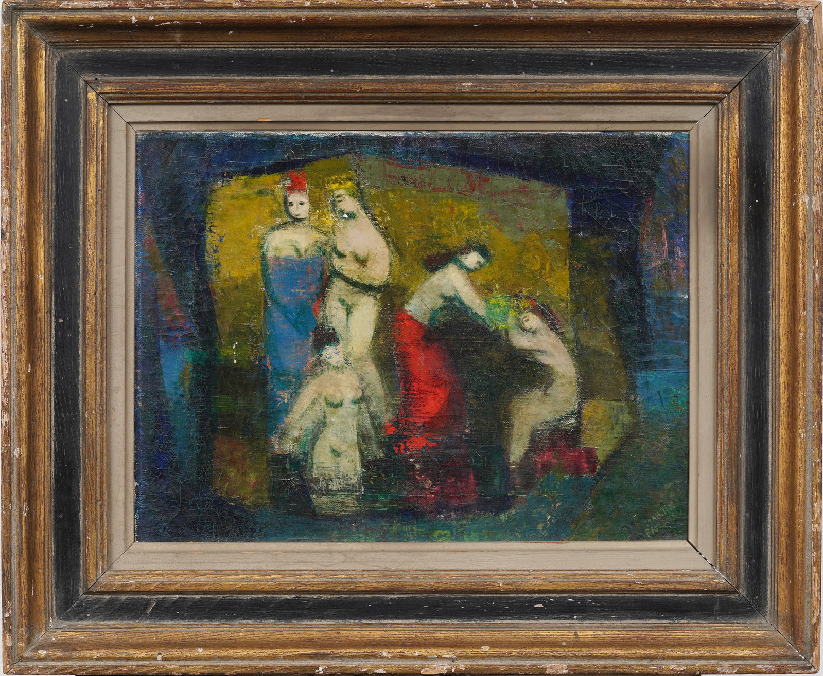 Martin Friedman (1896-1980) Vintage American Modernist Abstract Figural Signed Original Oil Painting (1 of 6)