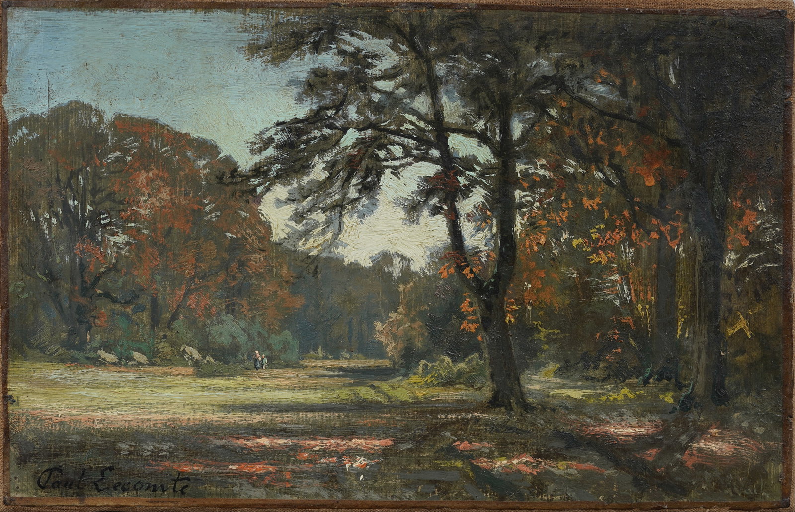 Paul Lecomte (1842-1920) Antique French Luminous Signed Landscape Original Oil Painting: Antique French landscape oil painting by Paul Lecomte (1842-1920). Oil on canvas. Signed. Measuring: 8 by 12.75 inches overall. Please see all images for condition. Size is measured and written on the