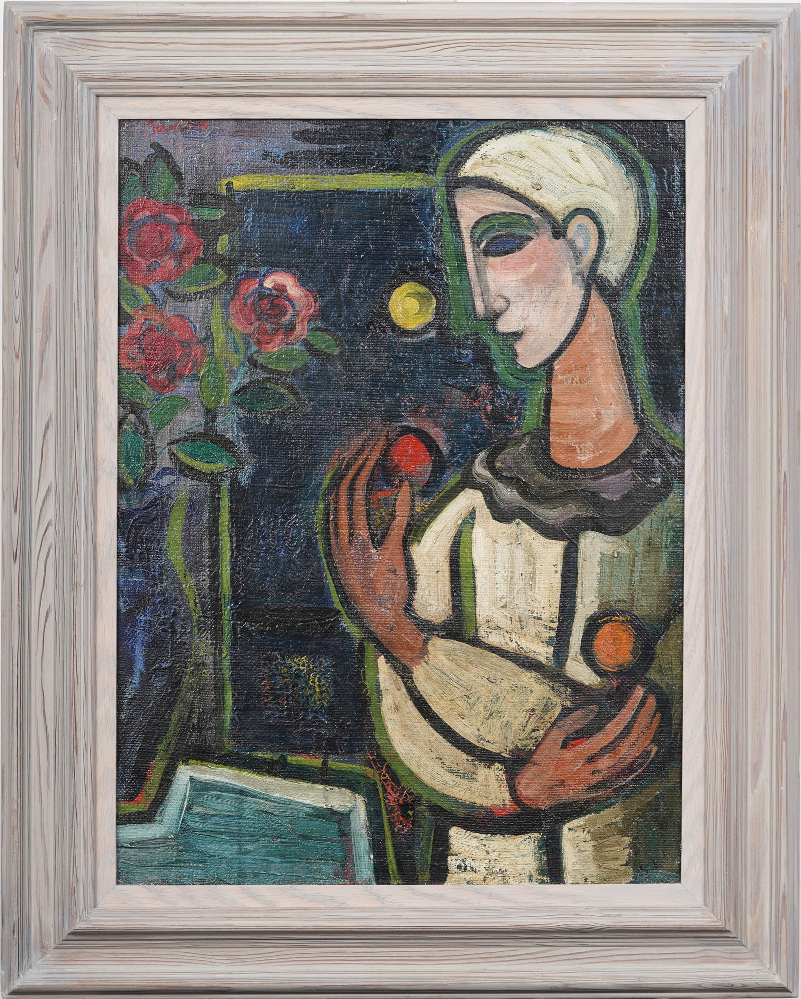 Vintage European Modernist Figural Portrait and Still Life Framed Fauvist Original Oil Painting (1 of 5)