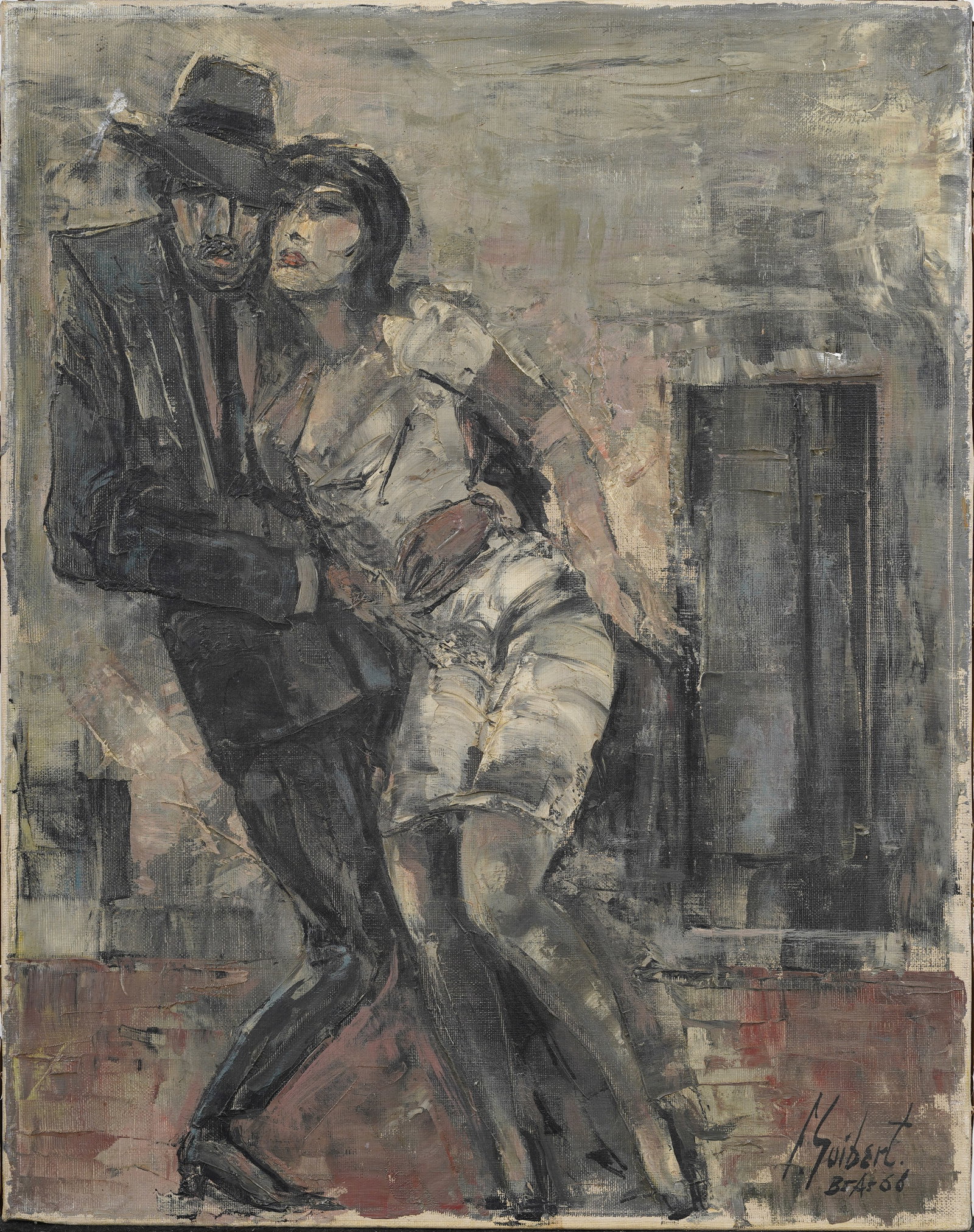 Fernando Guibert (b. 1957) "Gallo Viejo" Vintage Argentine Impressionist Figural Street Scene (1 of 5)