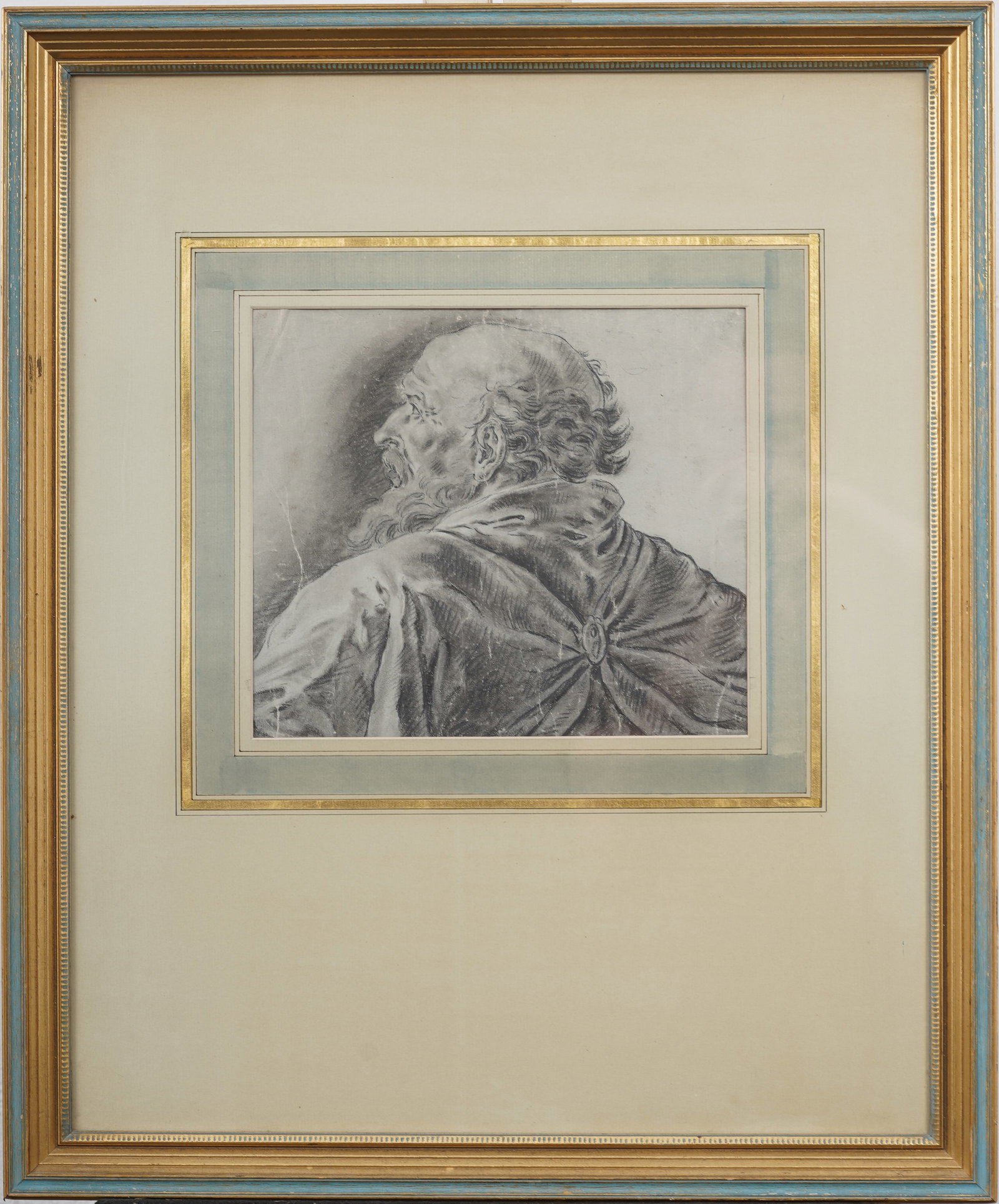 Antique Old Master European Male Drawing Framed Original Art (1 of 4)