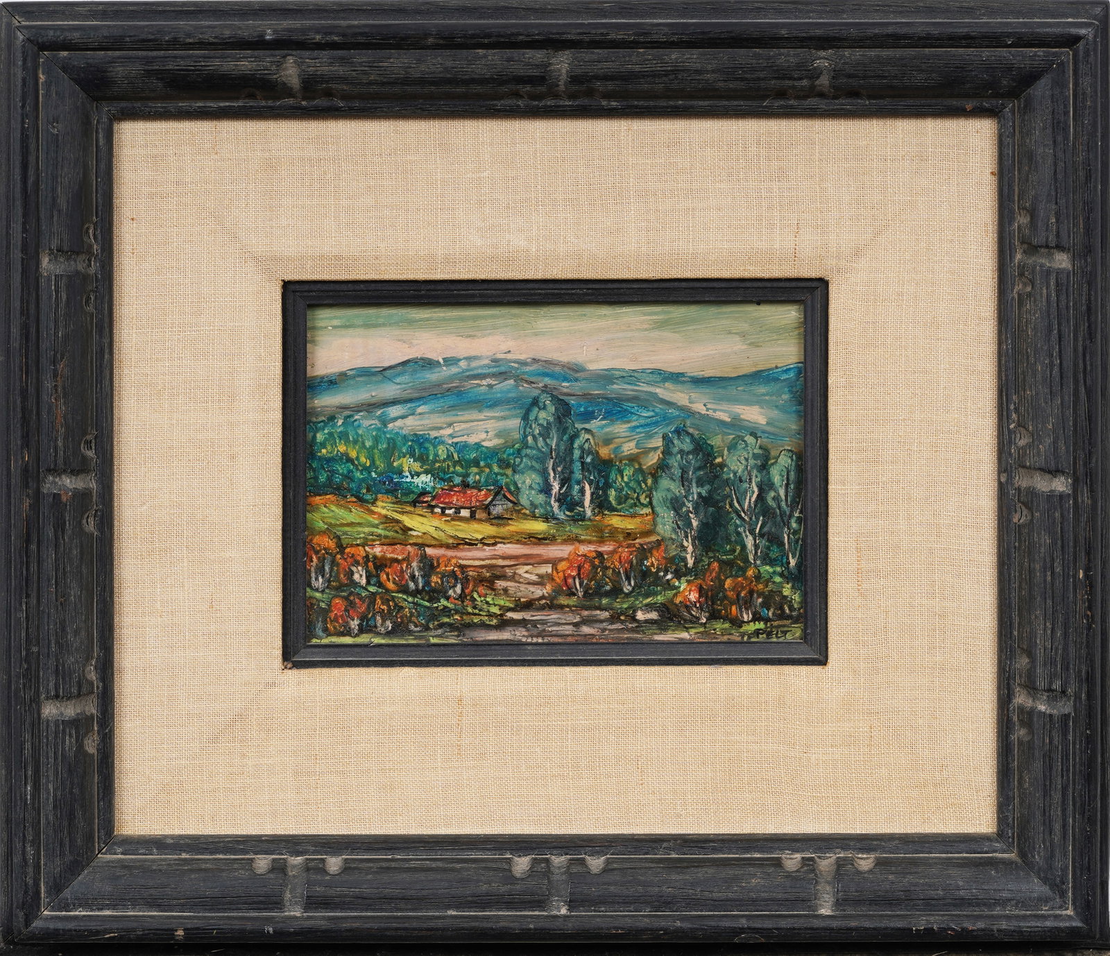 Vintage American Impressionist Framed Landscape Signed Pelt Original Oil Painting: Vintage American landscape signed oil painting. Measuring: 13 by 15 inches overall, and 5 by 7 artwork alone. Please see all images for condition. Size is measured and written on the back of the paint