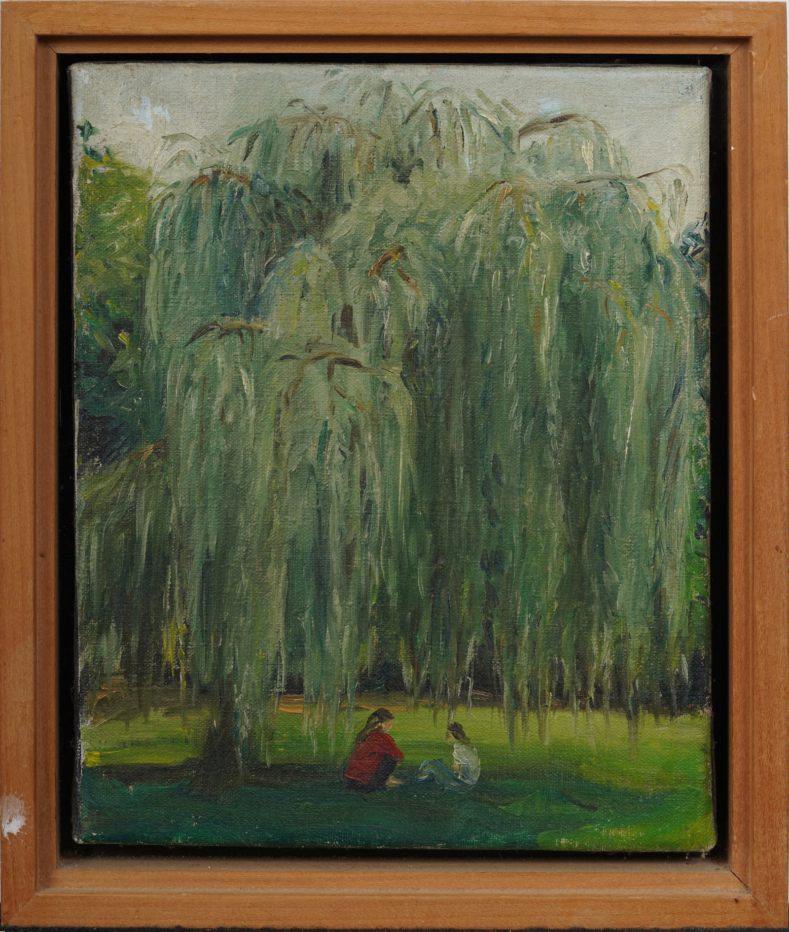 Vintage American Impressionist Framed Landscape Original Oil Painting: Vintage framed landscape oil painting. Measuring: 12 by 10 inches overall, and 10 by 8 artwork alone. Please see all images for condition. Size is measured and written on the back of the painting or n