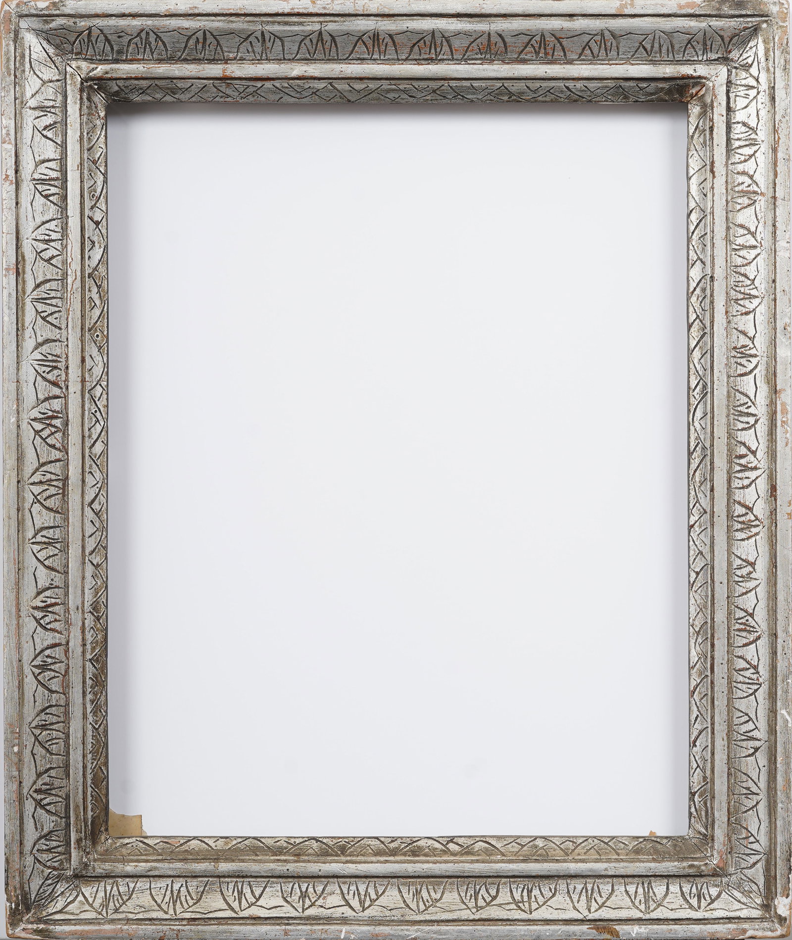Amazing Early 20th c. Silver Leaf Carved Wood Oil Painting Frame Fits 20.5 x 16.5 Painting (1 of 4)