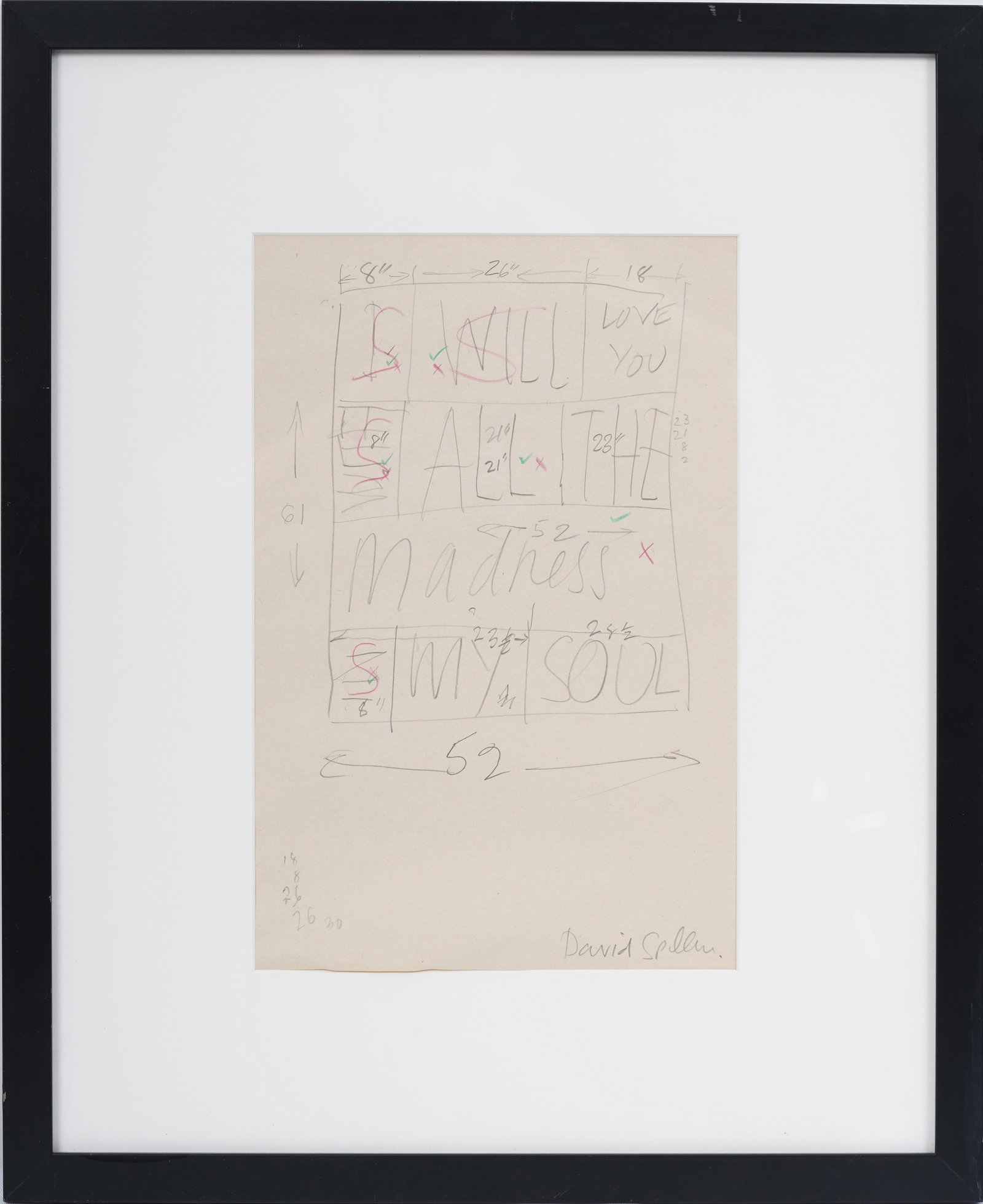 David Spiller (1942-2018) British, "I Will Love You" Framed Signed Modern Drawing (1 of 7)