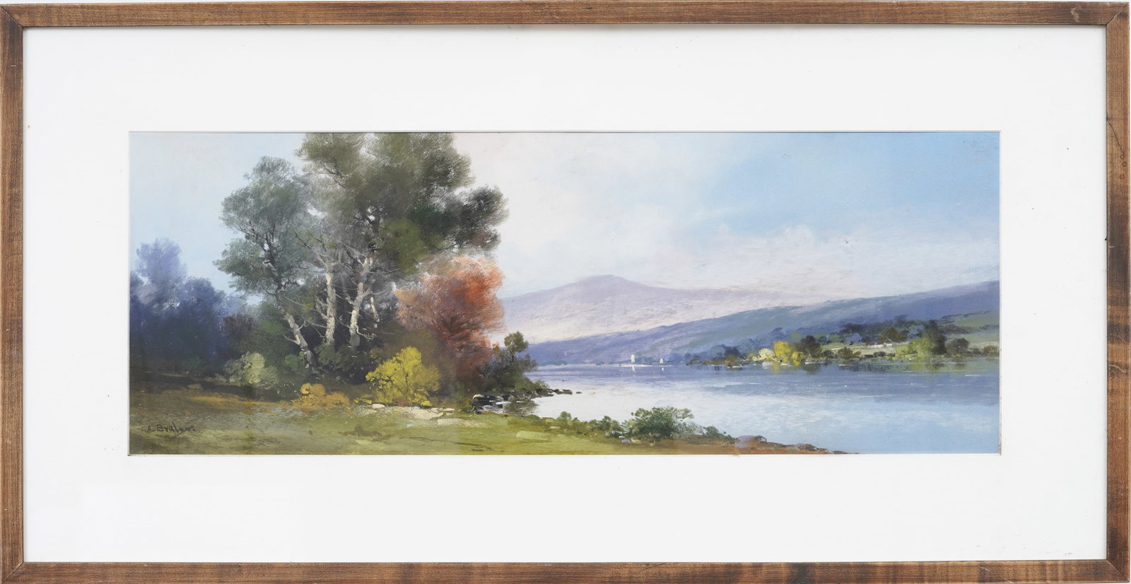 Clarence Braley Signed Antique American Hudson River School Framed Original Landscape Painting: Vintage pastel painting. Framed. Measuring: 20 by 38 inches overall, and 11 by 29 artwork alone. Please see all images for condition. Size is measured and written on the back of the painting or next t