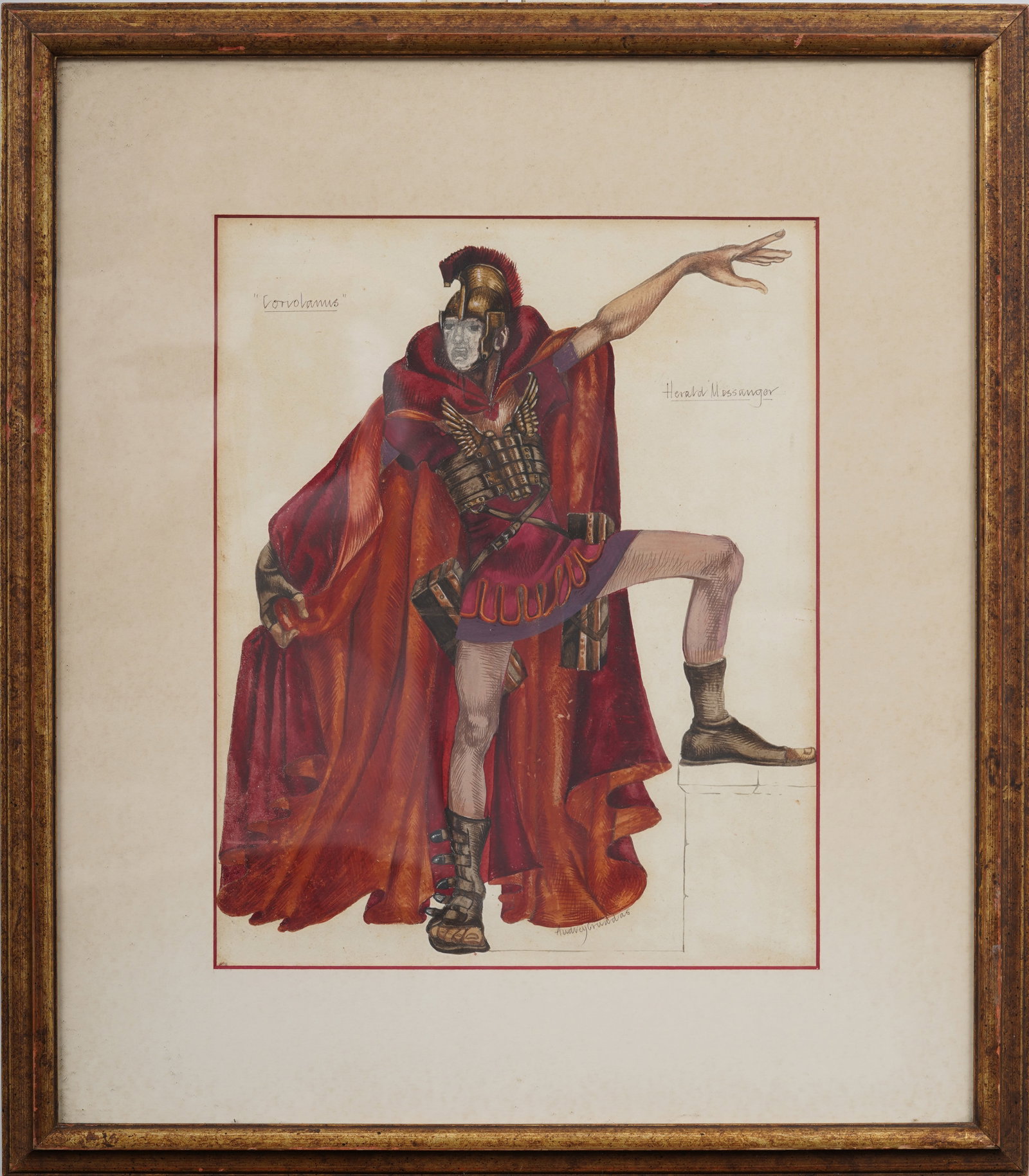 Audrey Cruddas Signed Vintage Classical European Set Design Framed Original Painting: Vintage mixed media European painting. Signed. Measuring: 19 by 21 inches overall, and 11 by 13.25 artwork alone. Please see all images for condition. Size is measured and written on the back of the p