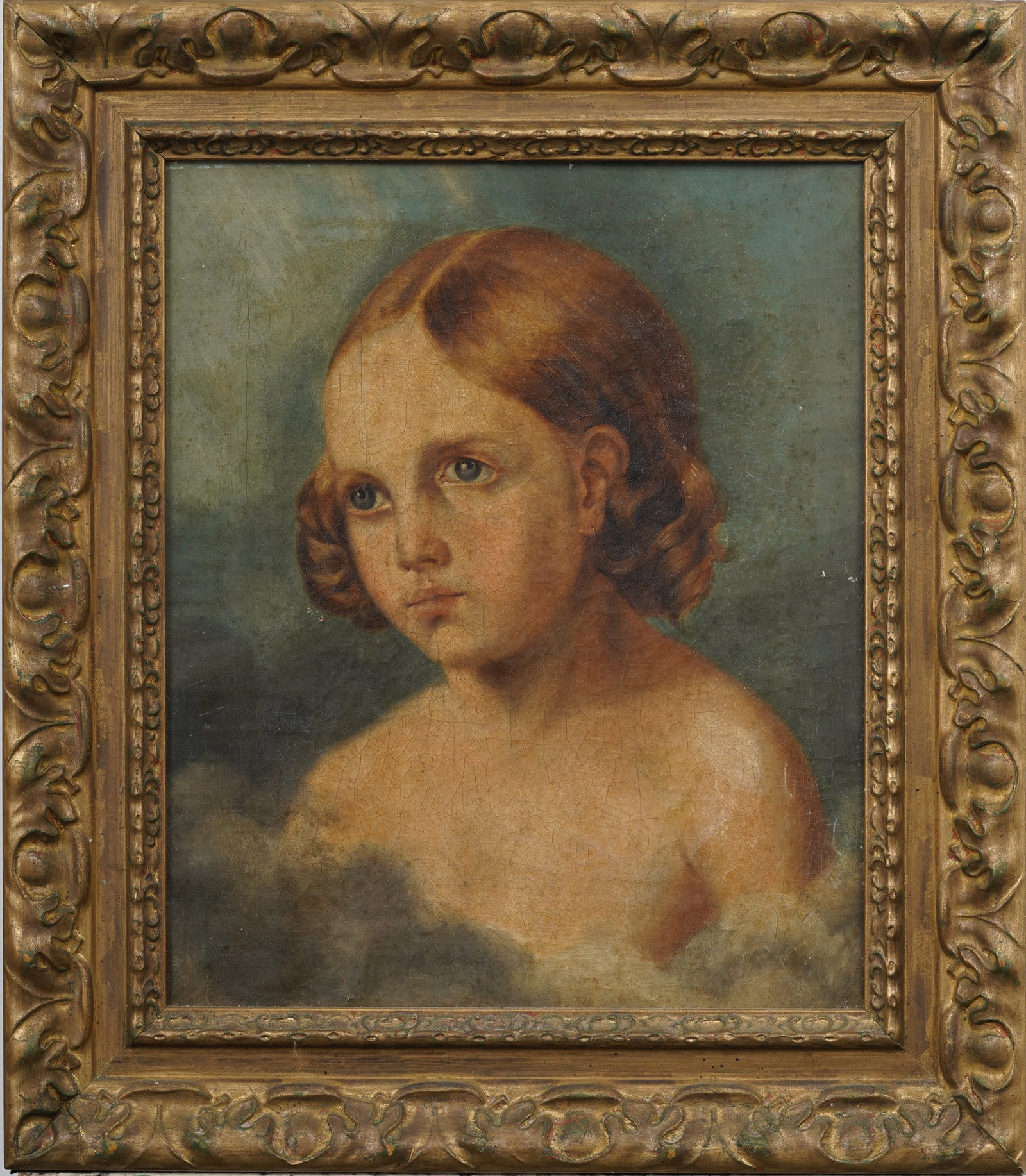 Antique American School Folk Art Portrait Framed Original Oil Painting: Antique portrait oil painting. Measuring: 18 by 21 inches overall, and 12.5 by 15 artwork alone. Please see all images for condition. Size is measured and written on the back of the painting or next t